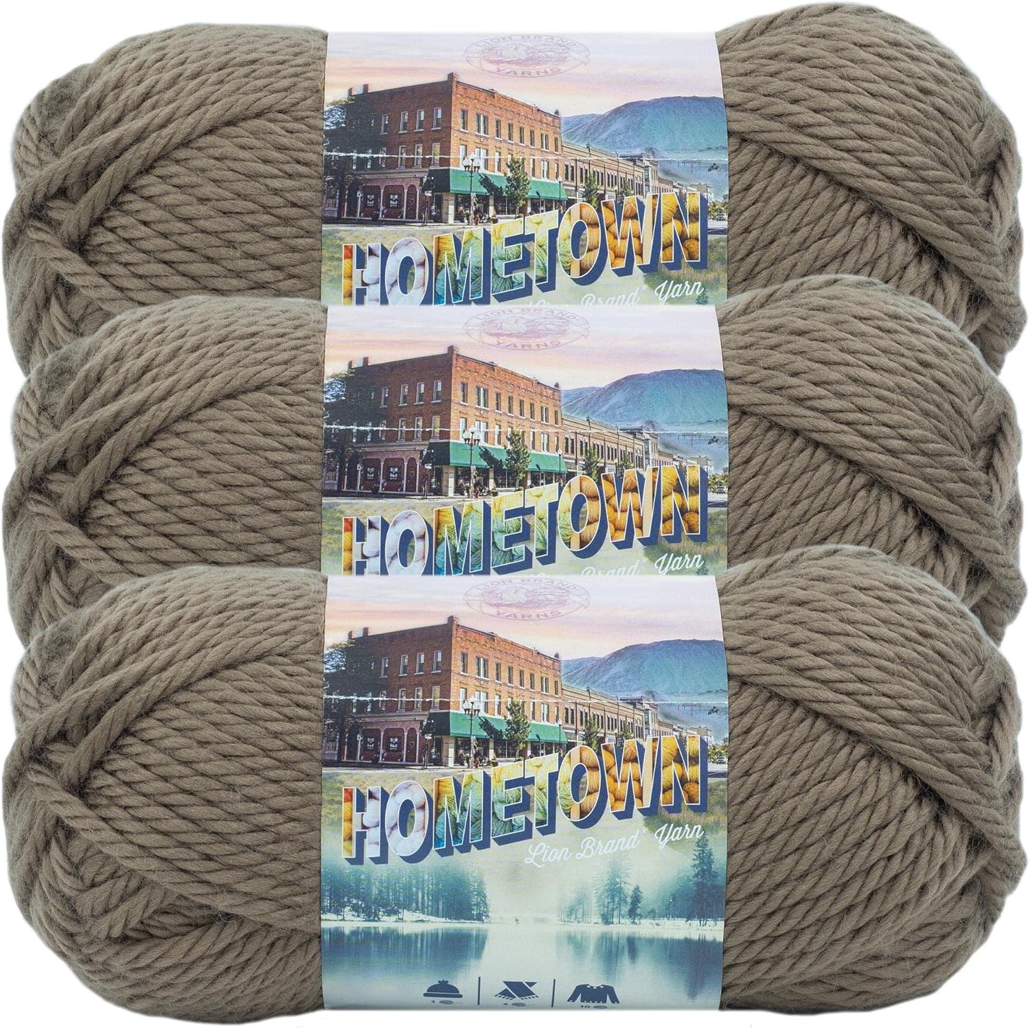 image:imageLion Brand Yarn Hometown Yarn SuperBulky Yarn for Knitting Crocheting and Crafting 1 Pack Reseda Dojo Super Bulky Acrylic Fiber for Warm Crochet Blankets Knit Winter Hats Chunky Cardigans Soft Scarves WeavingCocoa Beach
