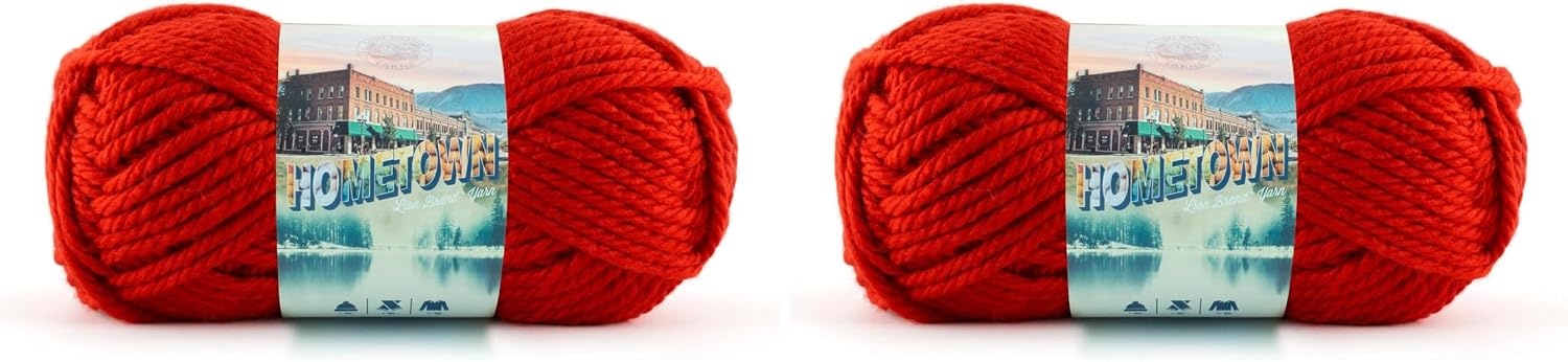 image:imageLion Brand Yarn Hometown Yarn SuperBulky Yarn for Knitting Crocheting and Crafting 3 Pack Syracuse Orange Super Bulky Acrylic Fiber for Warm Crochet Blankets Knit Winter Hats Chunky Cardigans Soft Scarves WeavingCincinnati Red