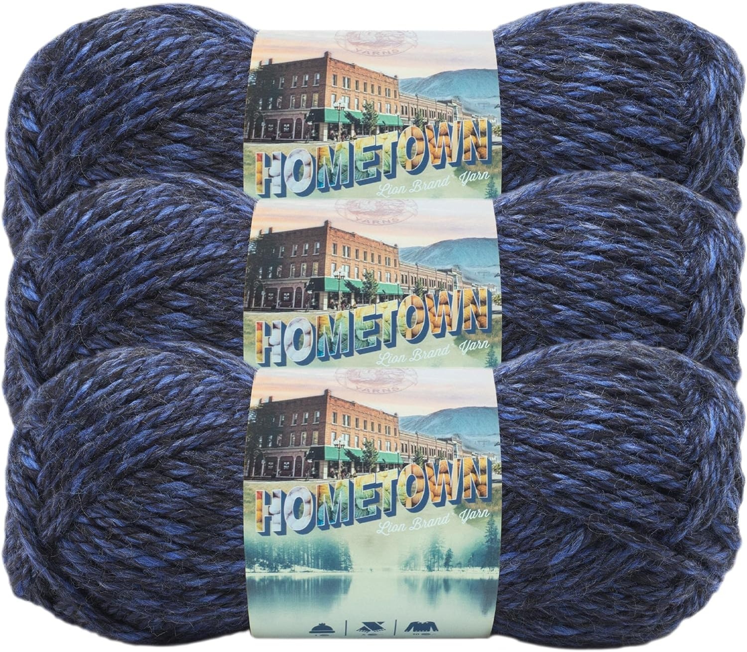 image:imageLion Brand Yarn Hometown Yarn SuperBulky Yarn for Knitting Crocheting and Crafting 3 Pack Syracuse Orange Super Bulky Acrylic Fiber for Warm Crochet Blankets Knit Winter Hats Chunky Cardigans Soft Scarves WeavingMilwaukee Midnight