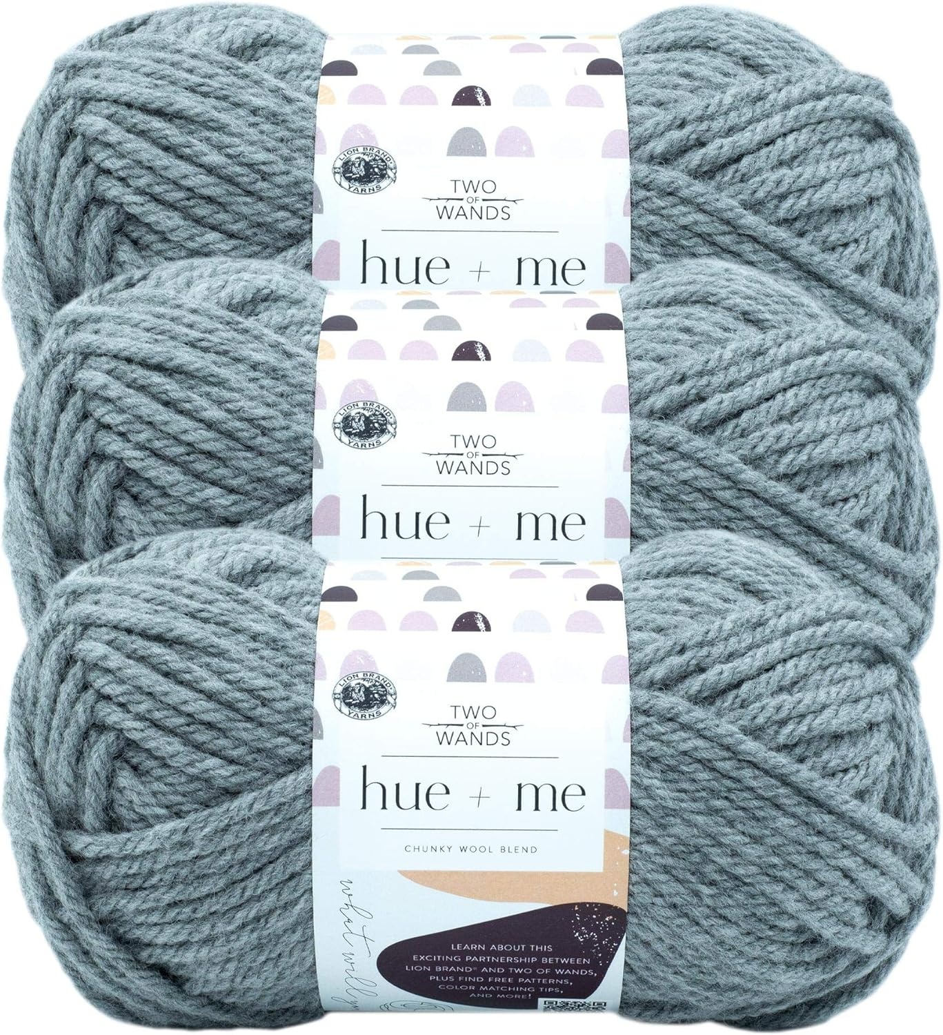 image:imageLion Brand Yarn Hue Me Chunky Yarn for Crocheting Knitting and Crafts Crush 3 PackCement