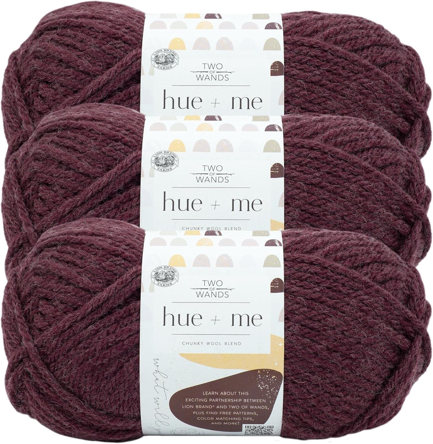 image:imageLion Brand Yarn Hue Me Chunky Yarn for Crocheting Knitting and Crafts Crush 3 PackCrush