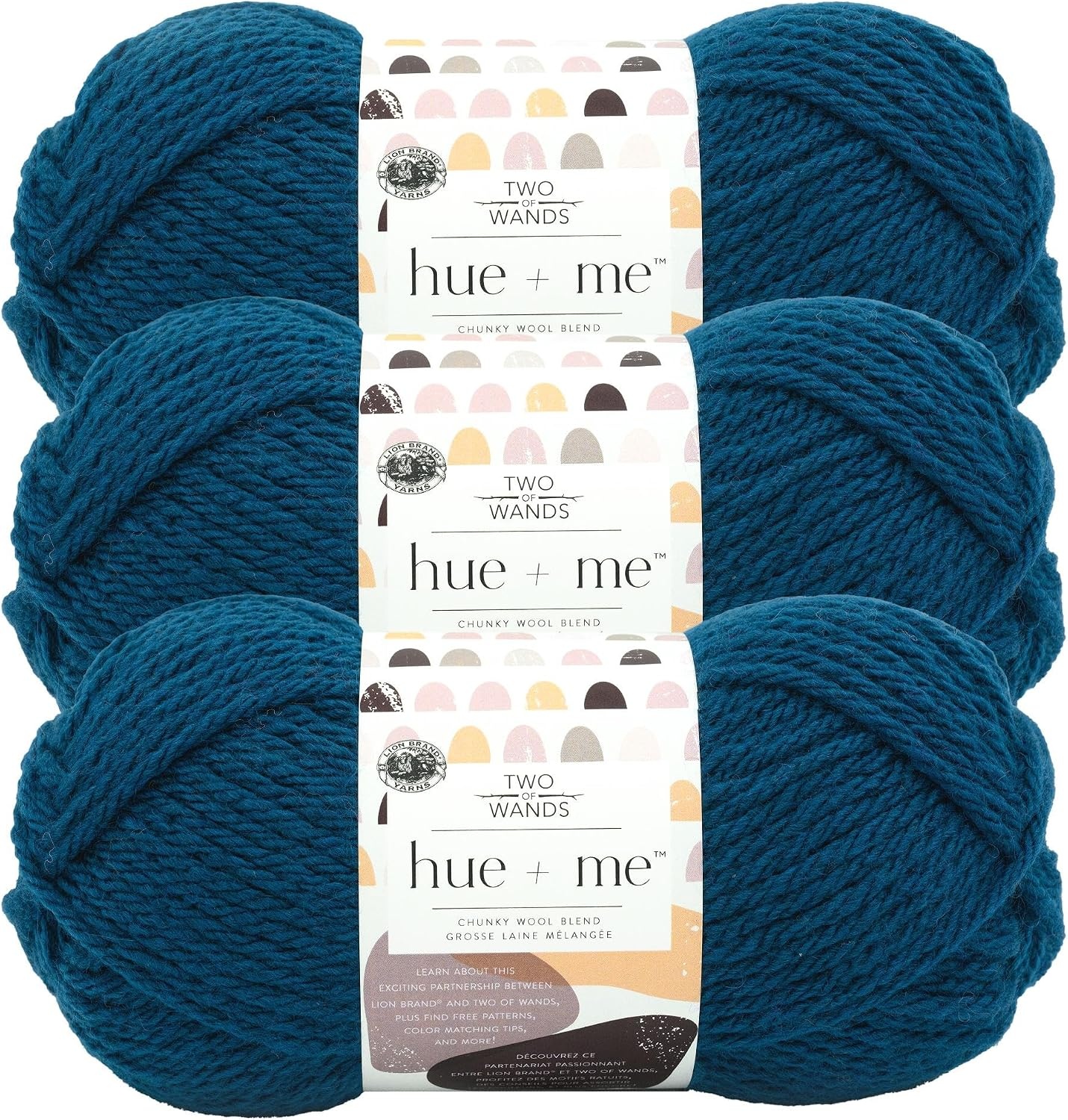 image:imageLion Brand Yarn Hue Me Chunky Yarn for Crocheting Knitting and Crafts Crush 3 PackDeep Sea