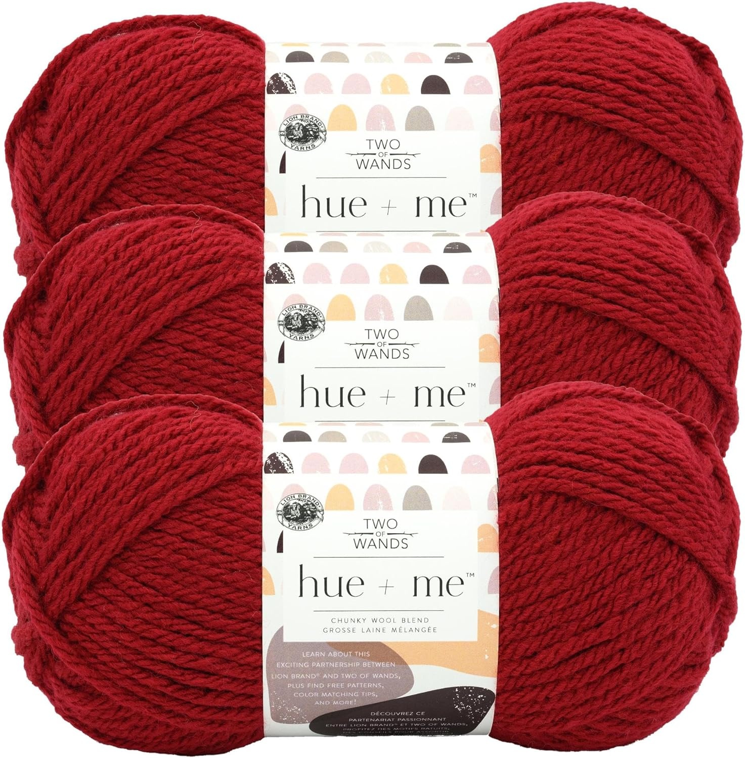 image:imageLion Brand Yarn Hue Me Chunky Yarn for Crocheting Knitting and Crafts Crush 3 PackFramboise
