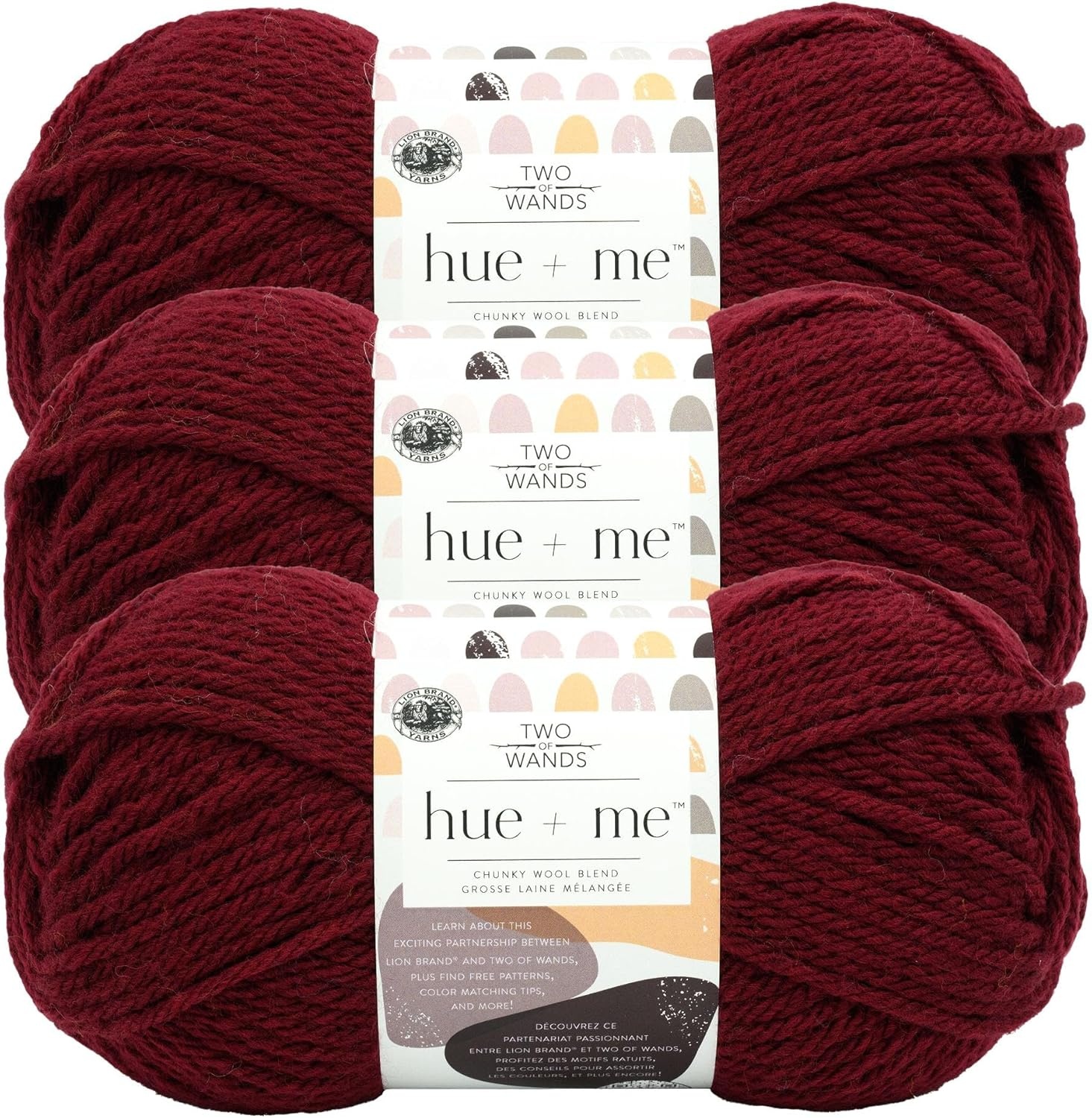 image:imageLion Brand Yarn Hue Me Chunky Yarn for Crocheting Knitting and Crafts Crush 3 PackGamay