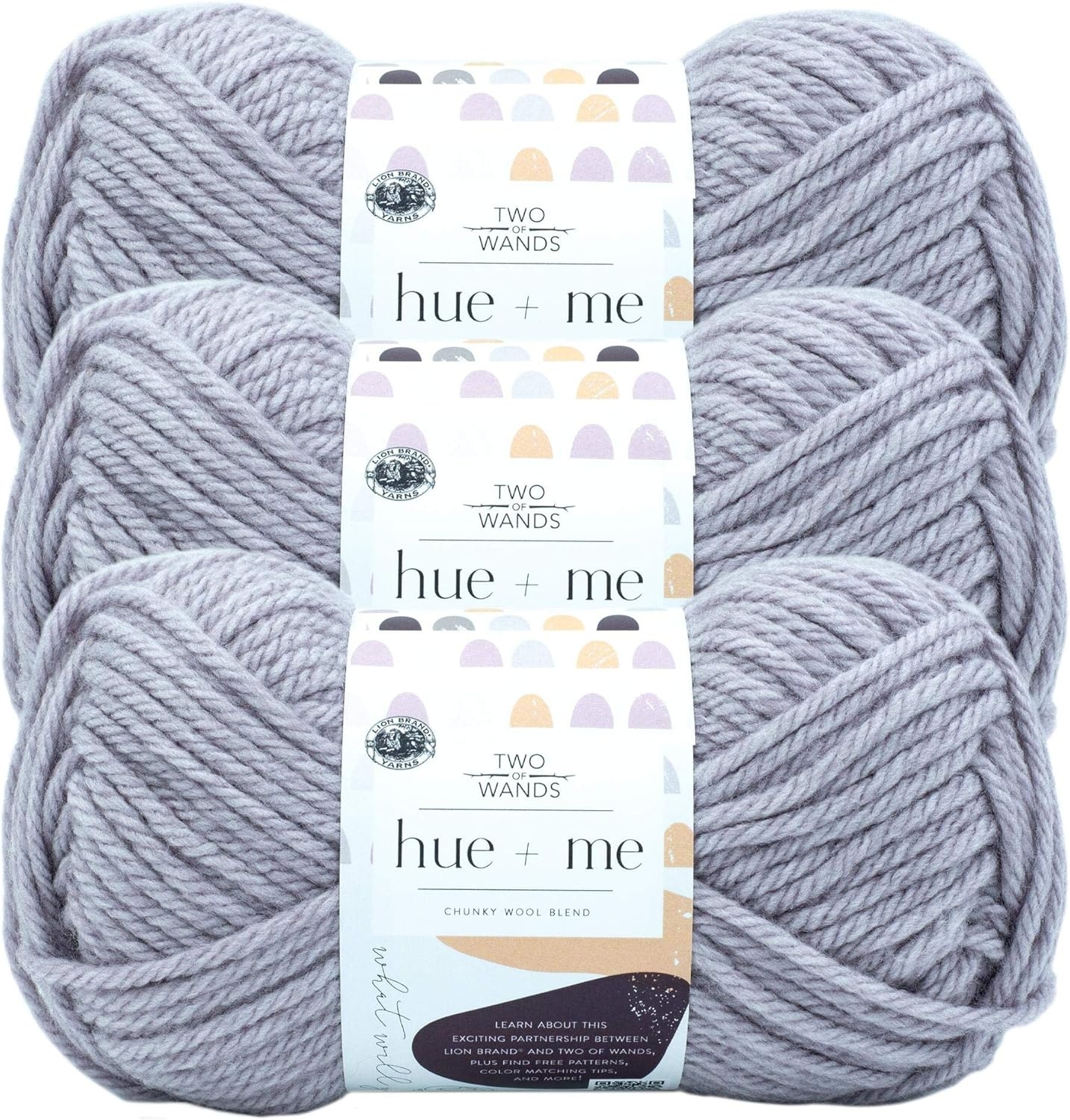 image:imageLion Brand Yarn Hue Me Chunky Yarn for Crocheting Knitting and Crafts Crush 3 PackHaze