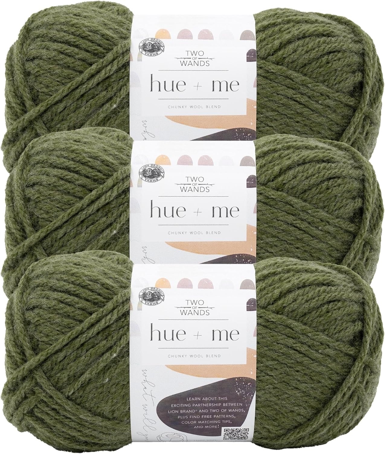 image:imageLion Brand Yarn Hue Me Chunky Yarn for Crocheting Knitting and Crafts Crush 3 PackMoss