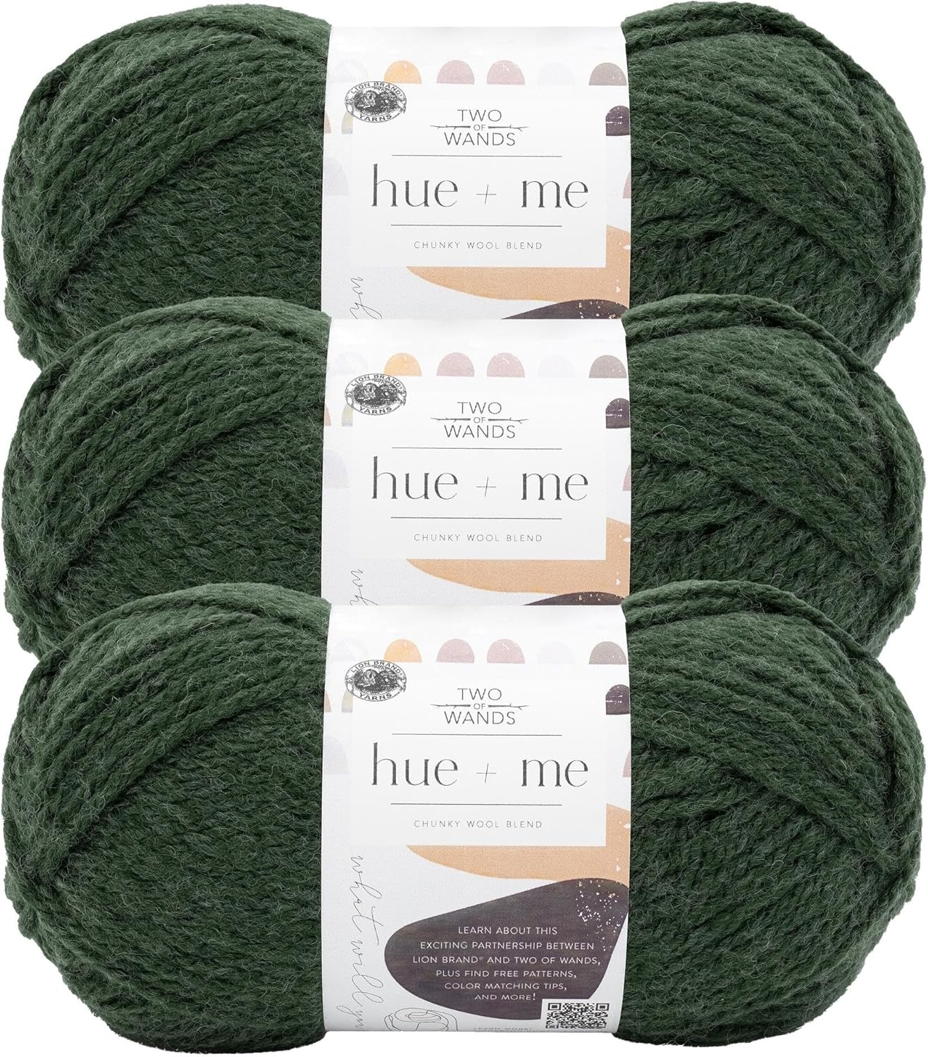 image:imageLion Brand Yarn Hue Me Chunky Yarn for Crocheting Knitting and Crafts Crush 3 PackNight Forest