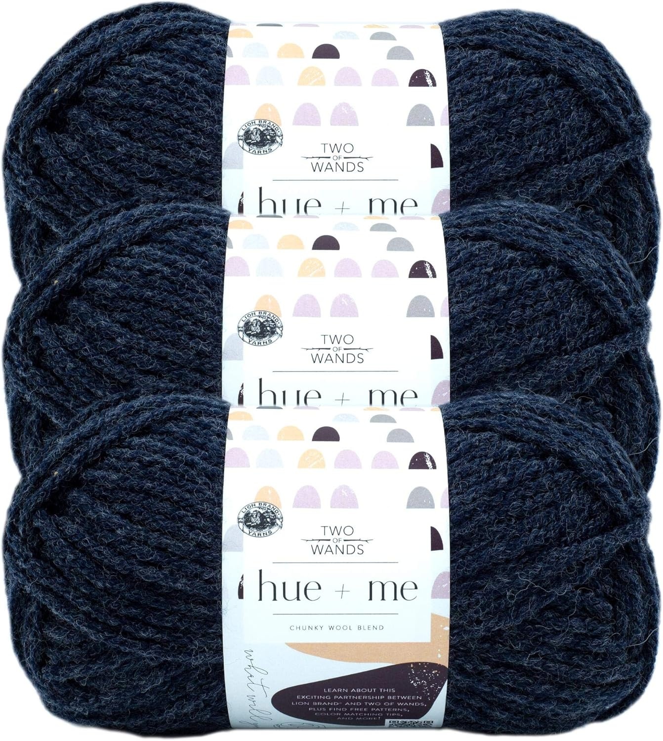 image:imageLion Brand Yarn Hue Me Chunky Yarn for Crocheting Knitting and Crafts Crush 3 PackPeacoat