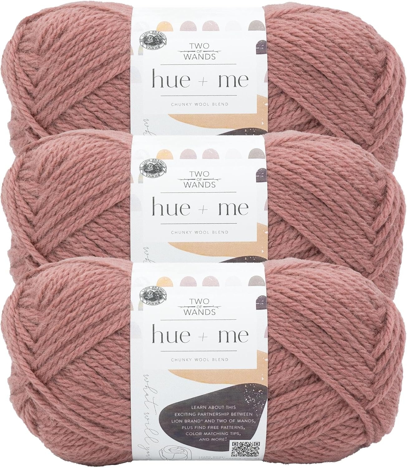 image:imageLion Brand Yarn Hue Me Chunky Yarn for Crocheting Knitting and Crafts Crush 3 PackPink Earth
