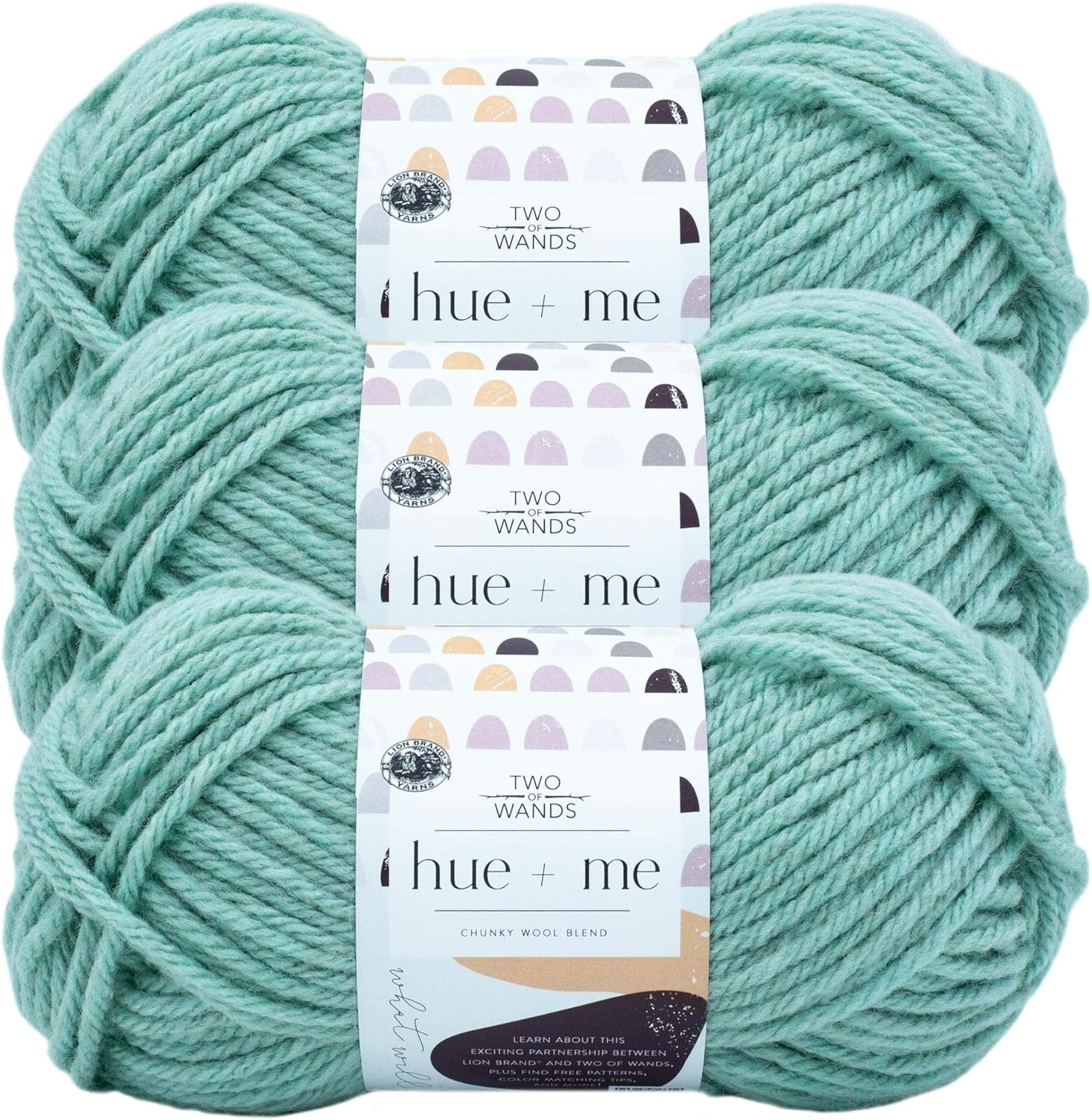 image:imageLion Brand Yarn Hue Me Chunky Yarn for Crocheting Knitting and Crafts Crush 3 PackSea Glass