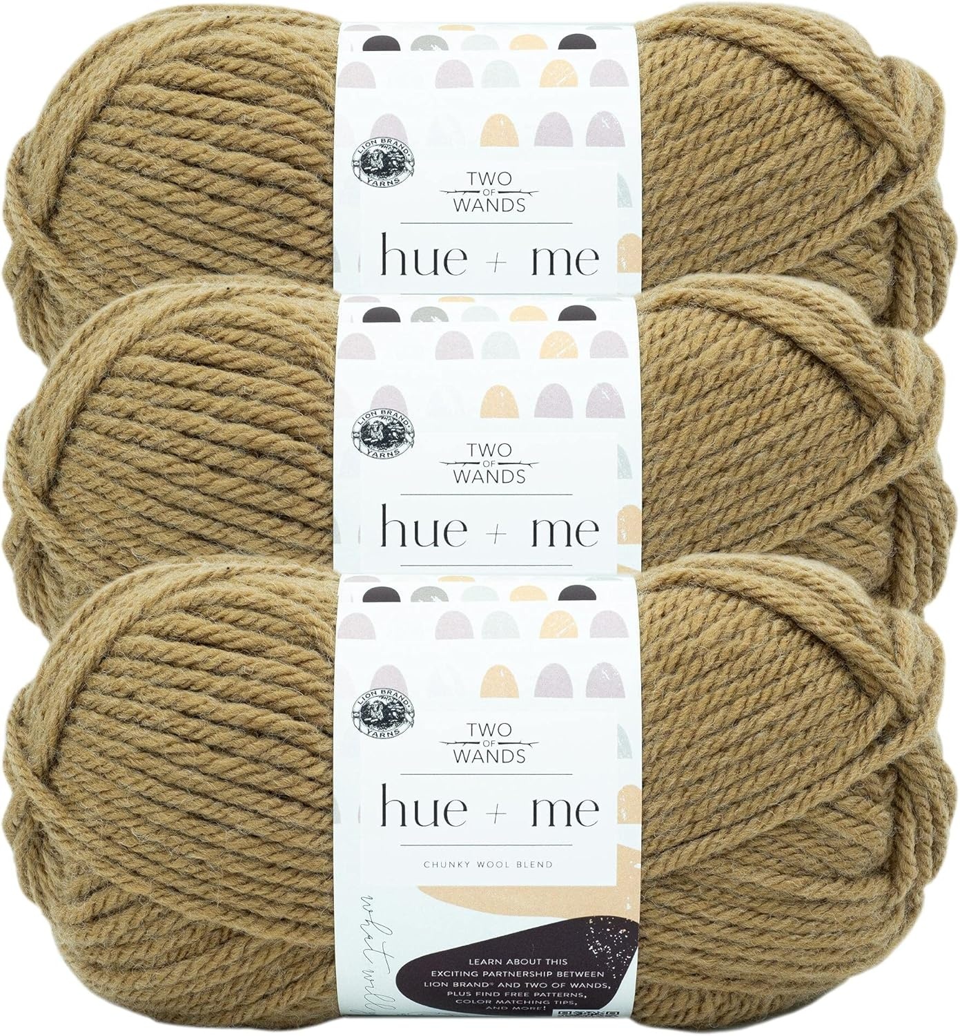 image:imageLion Brand Yarn Hue Me Chunky Yarn for Crocheting Knitting and Crafts Crush 3 PackToast