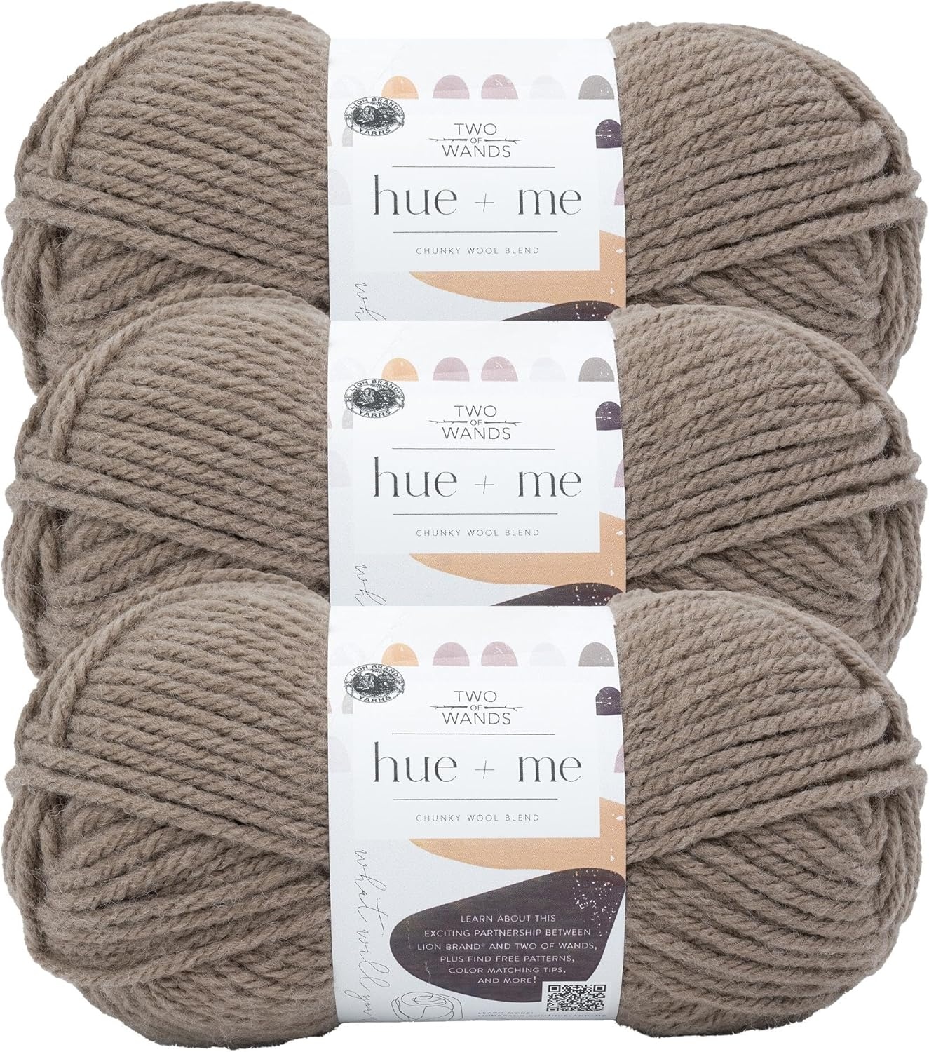 image:imageLion Brand Yarn Hue Me Chunky Yarn for Crocheting Knitting and Crafts Crush 3 PackWarm Stone