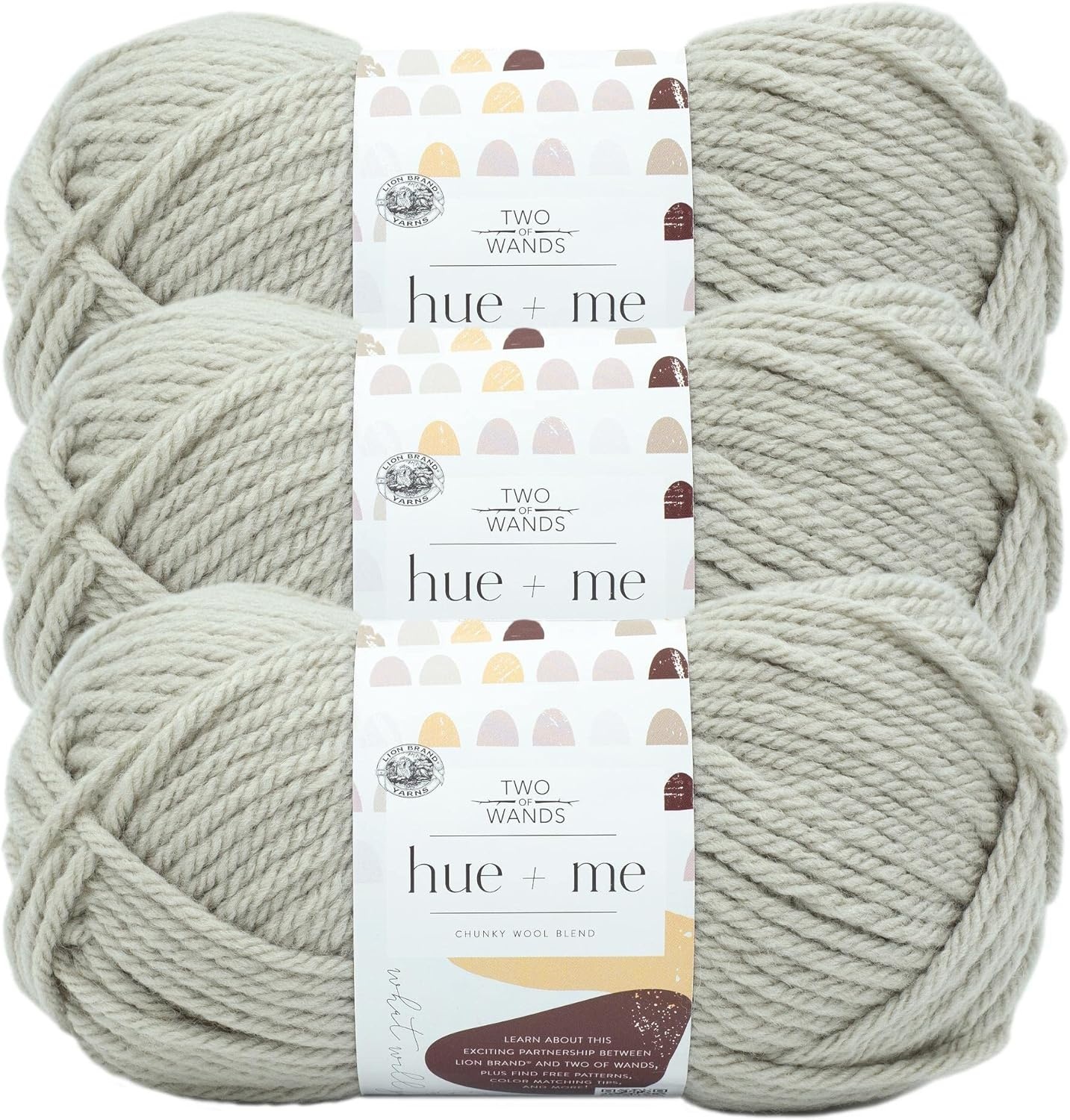 image:imageLion Brand Yarn Hue Me Chunky Yarn for Crocheting Knitting and Crafts Crush 3 PackWhisper