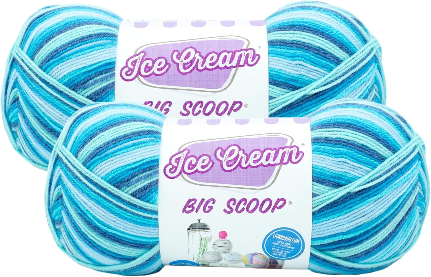 image:imageLion Brand Yarn Ice Cream Big Scoop Yarn Green TeaBlue Raspberry