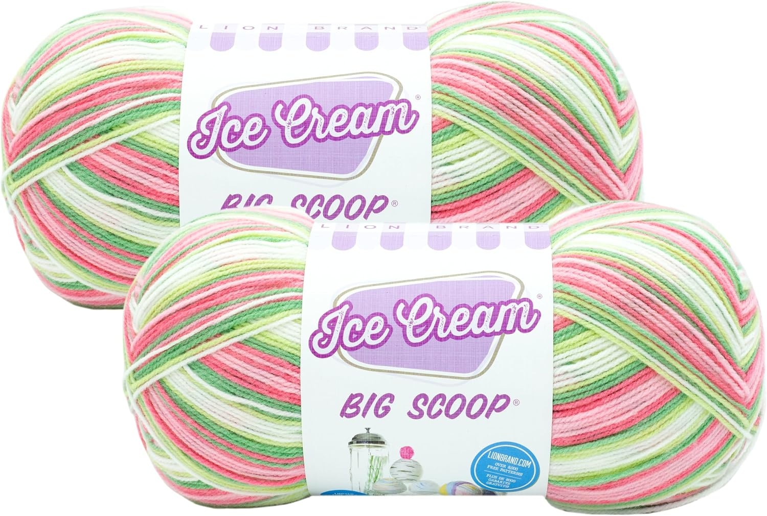 image:imageLion Brand Yarn Ice Cream Big Scoop Yarn Green TeaWatermelon
