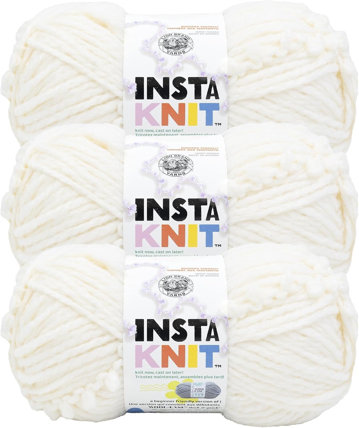 image:imageLion Brand Yarn InstaKnit Beginner Yarn for Knitting Singing Like A Canary 1 PackCreme De La Creme