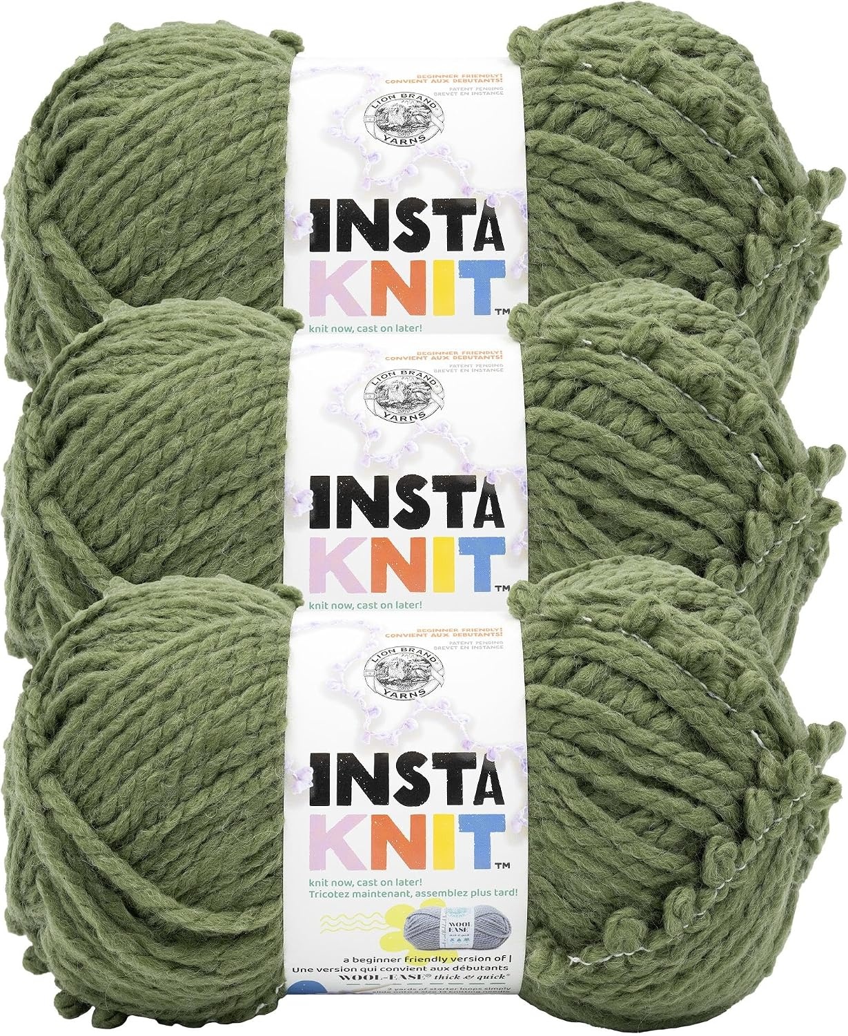 image:imageLion Brand Yarn InstaKnit Beginner Yarn for Knitting Singing Like A Canary 1 PackEvergreen With Envy