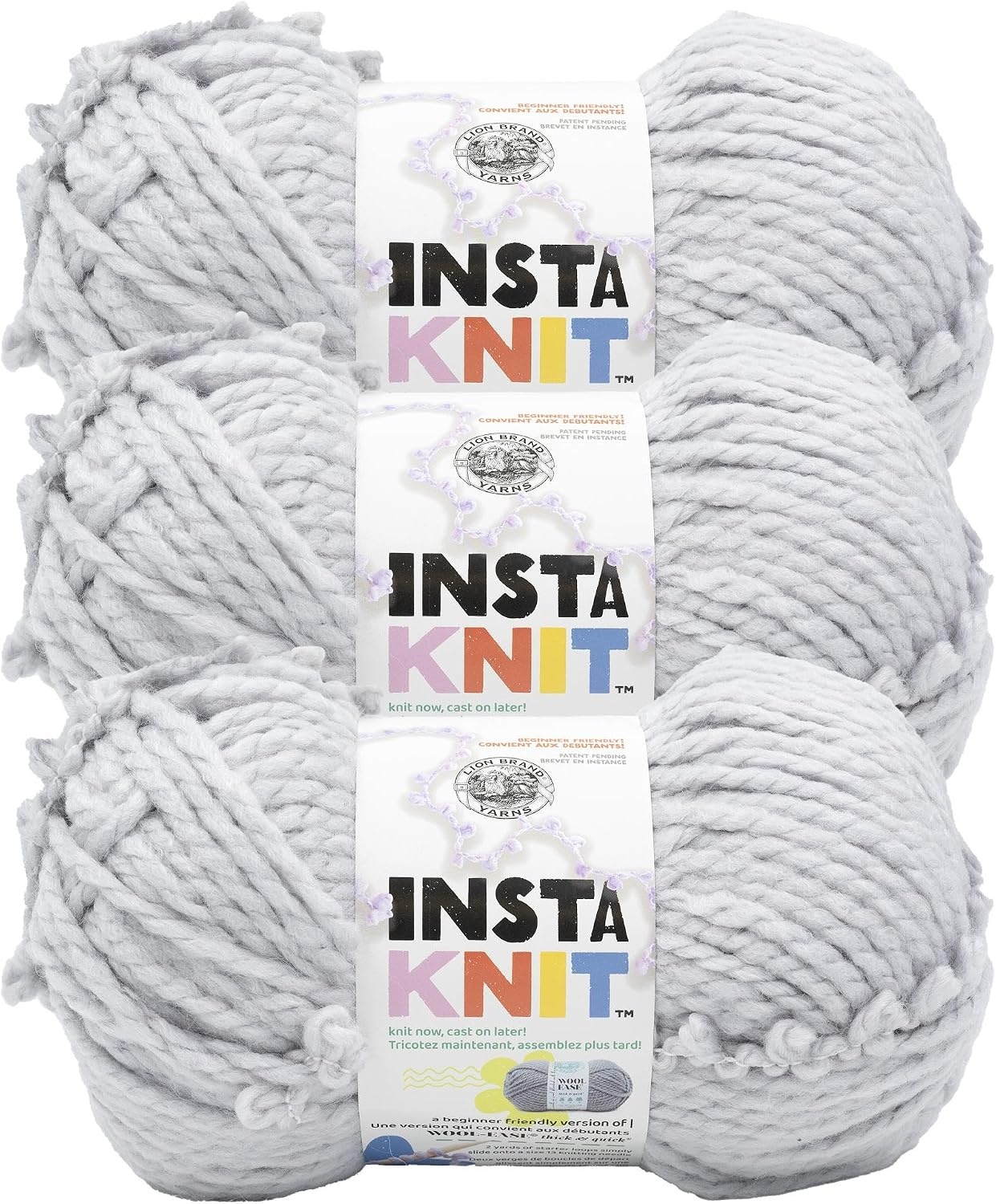image:imageLion Brand Yarn InstaKnit Beginner Yarn for Knitting Singing Like A Canary 1 PackForever And A Grey
