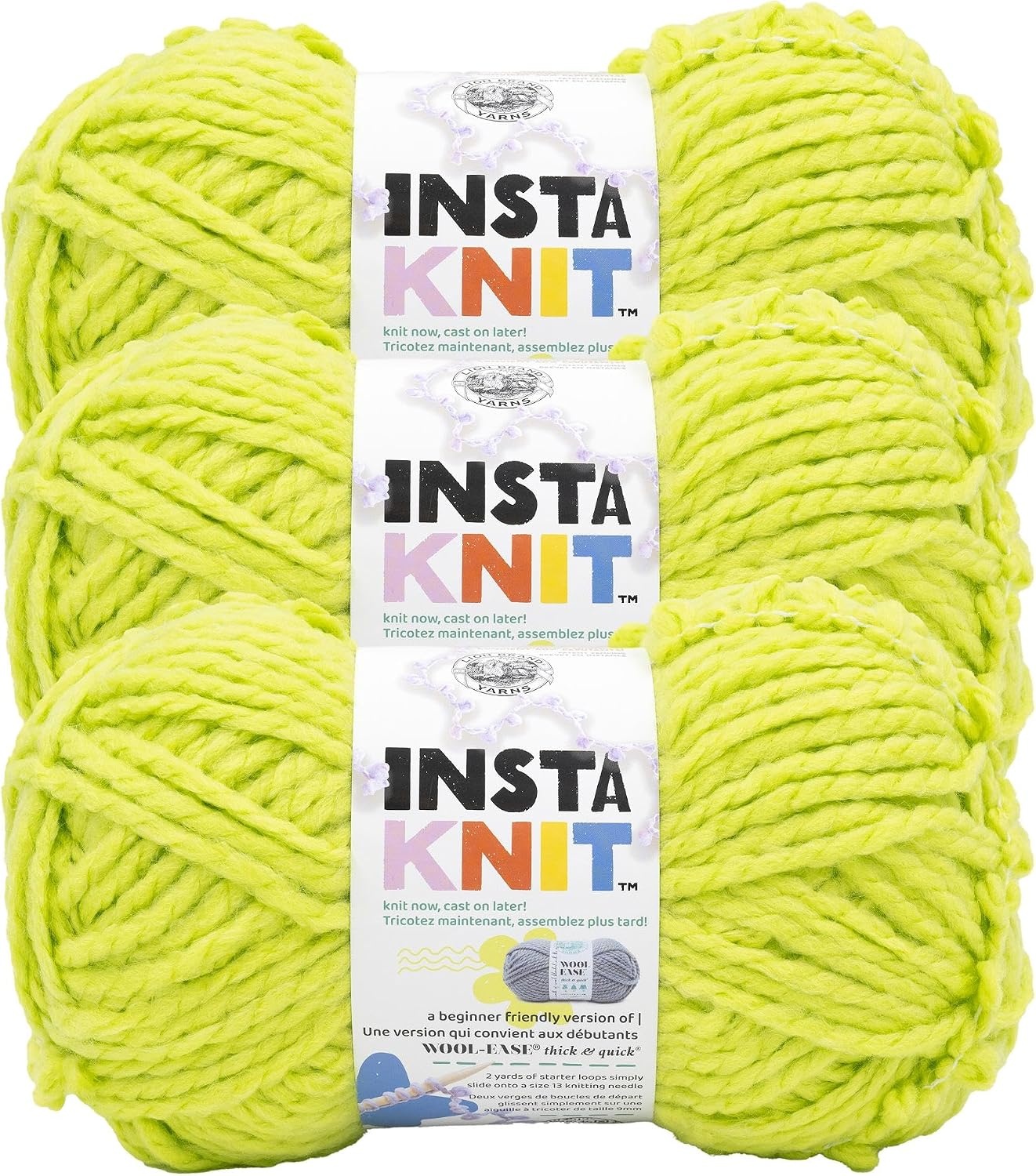 image:imageLion Brand Yarn InstaKnit Beginner Yarn for Knitting Singing Like A Canary 1 PackSqueeze The Day