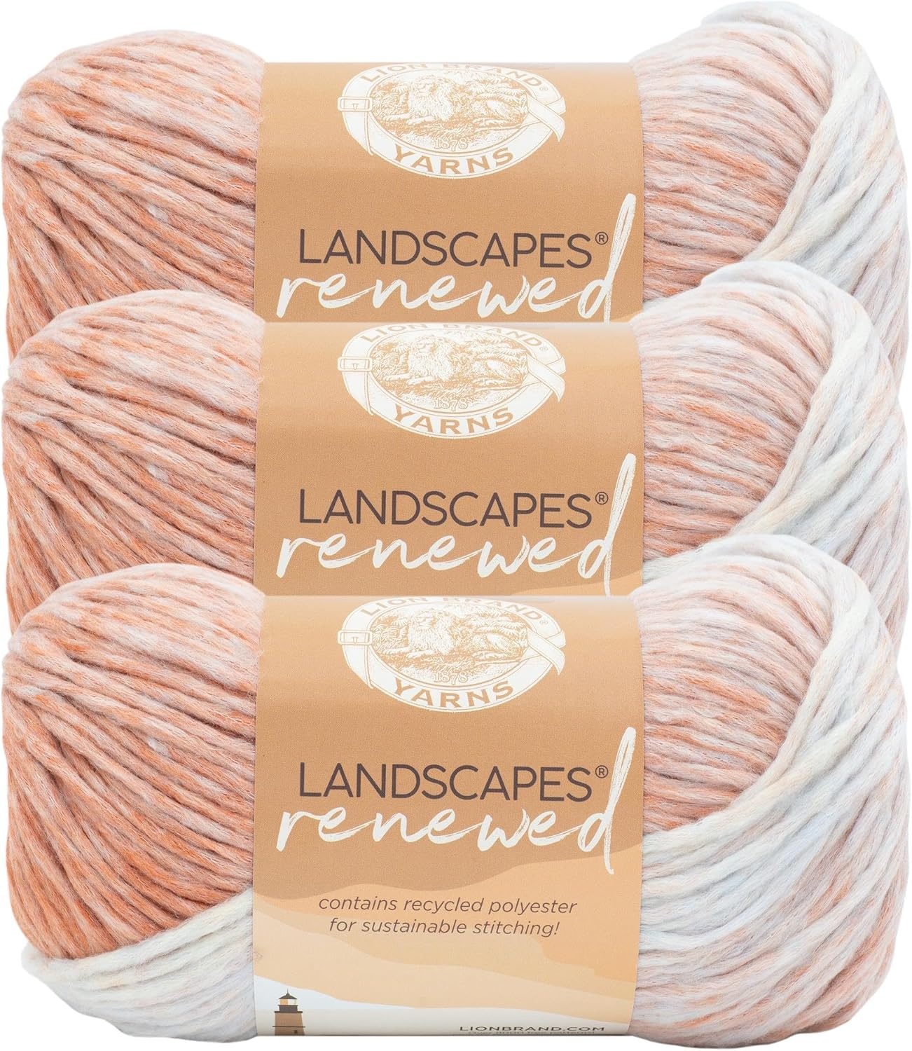 image:imageLion Brand Yarn Landscapes Renewed Recycled Multicolor Yarn for Knitting Dreamcatcher 3 PackDesert Spring