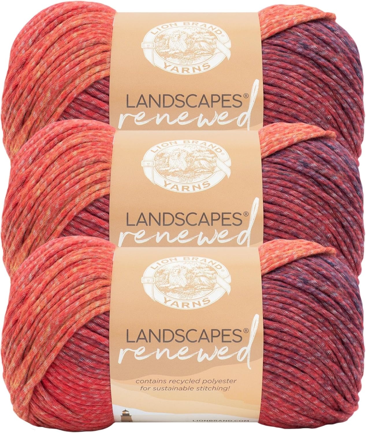 image:imageLion Brand Yarn Landscapes Renewed Recycled Multicolor Yarn for Knitting Dreamcatcher 3 PackFiesta