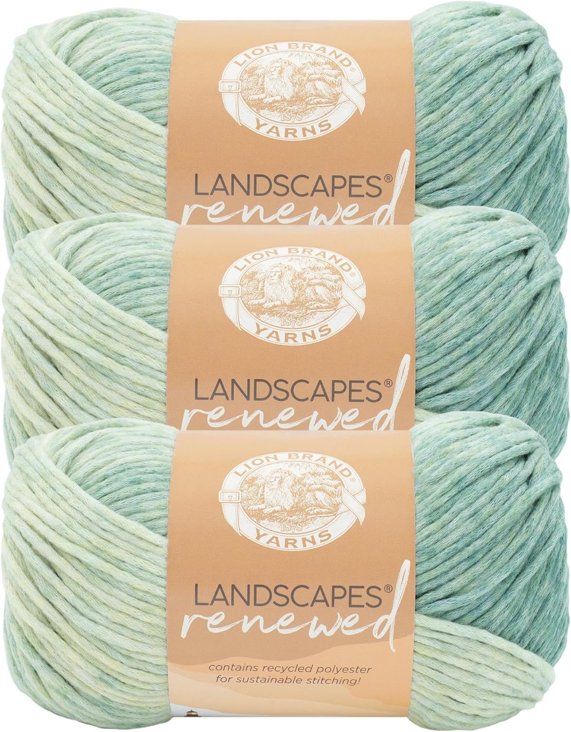 image:imageLion Brand Yarn Landscapes Renewed Recycled Multicolor Yarn for Knitting Dreamcatcher 3 PackSweet Mint
