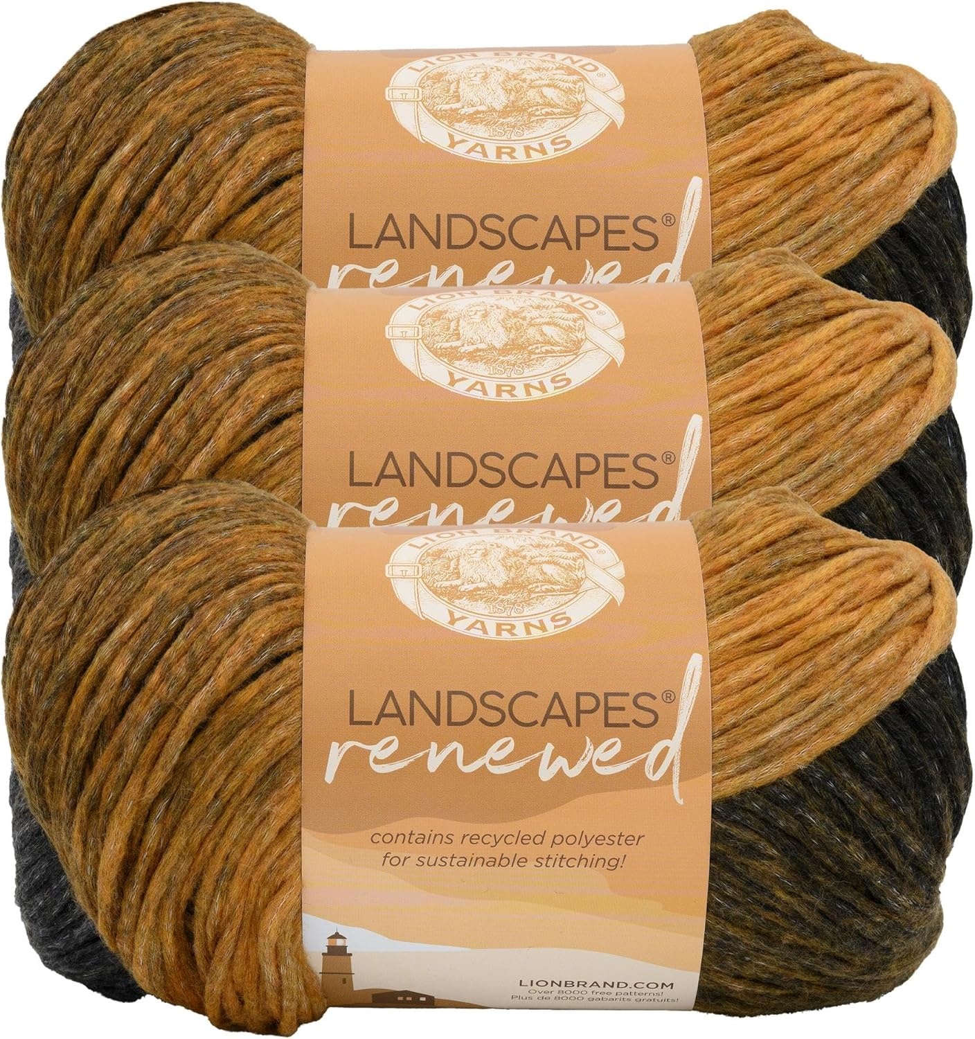 image:imageLion Brand Yarn Landscapes Renewed Recycled Multicolor Yarn for Knitting Dreamcatcher 3 PackTigerS Eye