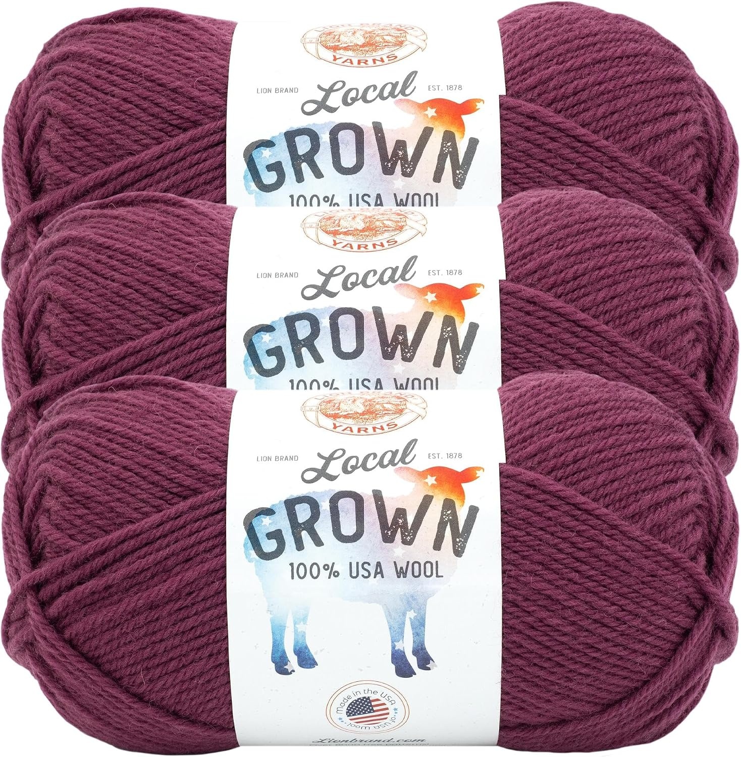 image:imageLion Brand Yarn Local Grown Wool Yarn for Knitting Crochet Quail 1 PackBeetroot