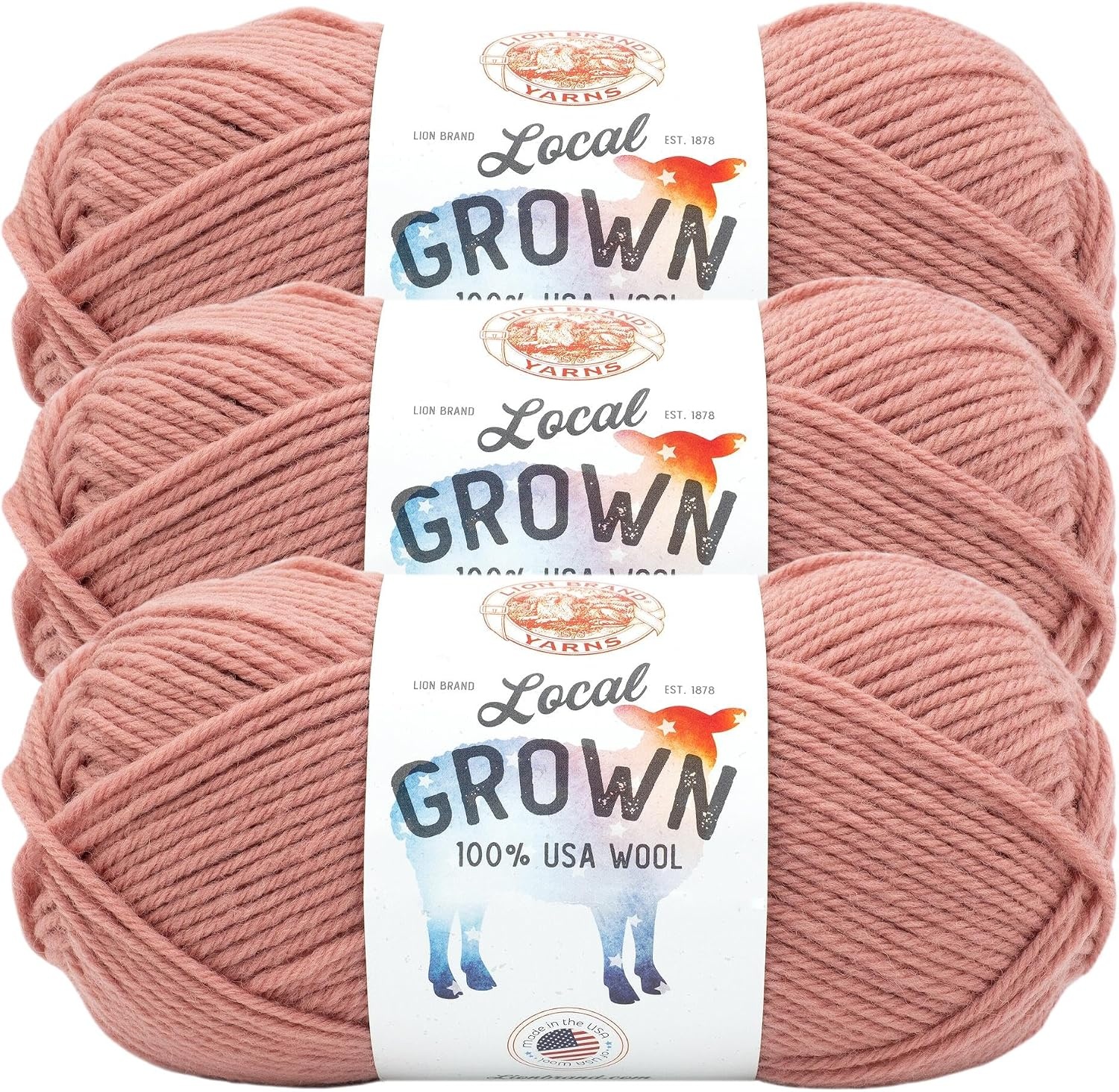 image:imageLion Brand Yarn Local Grown Wool Yarn for Knitting Crochet Quail 1 PackCherry Blossom