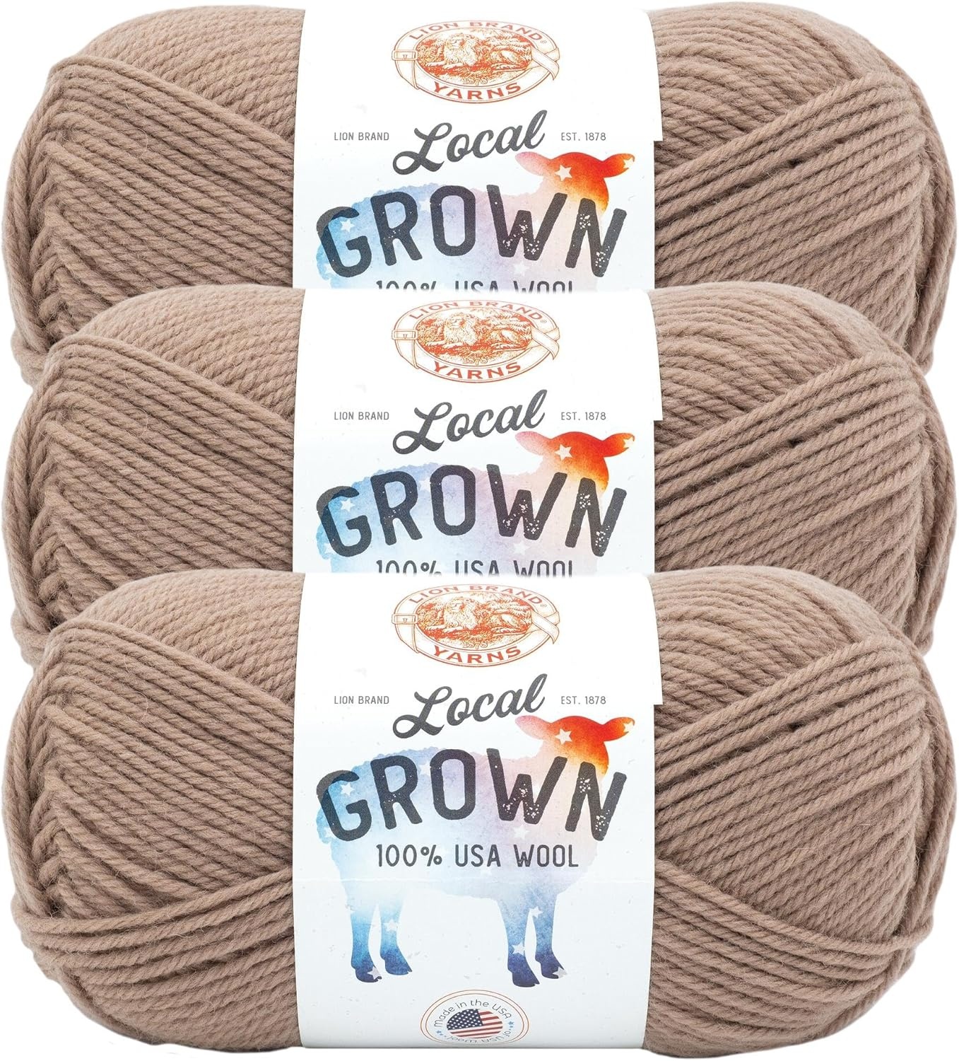 image:imageLion Brand Yarn Local Grown Wool Yarn for Knitting Crochet Quail 1 PackHickory