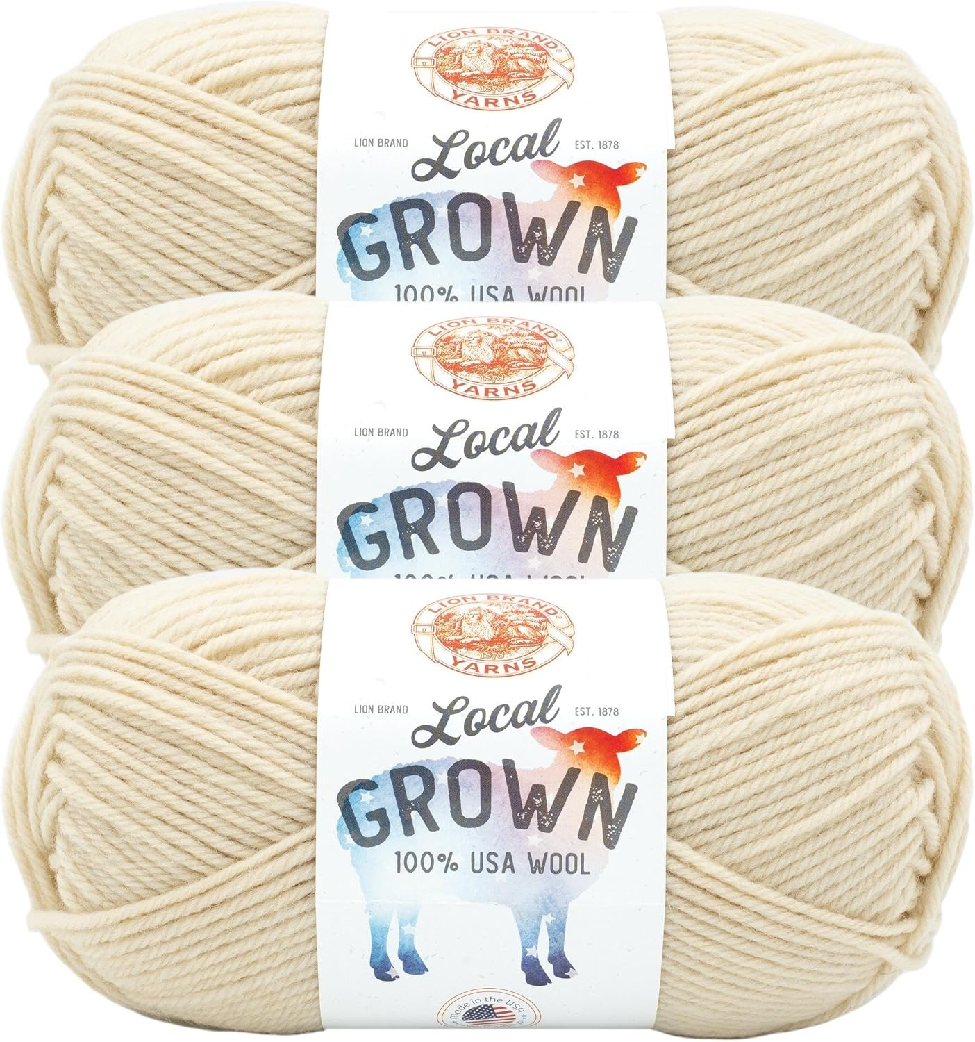 image:imageLion Brand Yarn Local Grown Wool Yarn for Knitting Crochet Quail 1 PackVanilla Bean