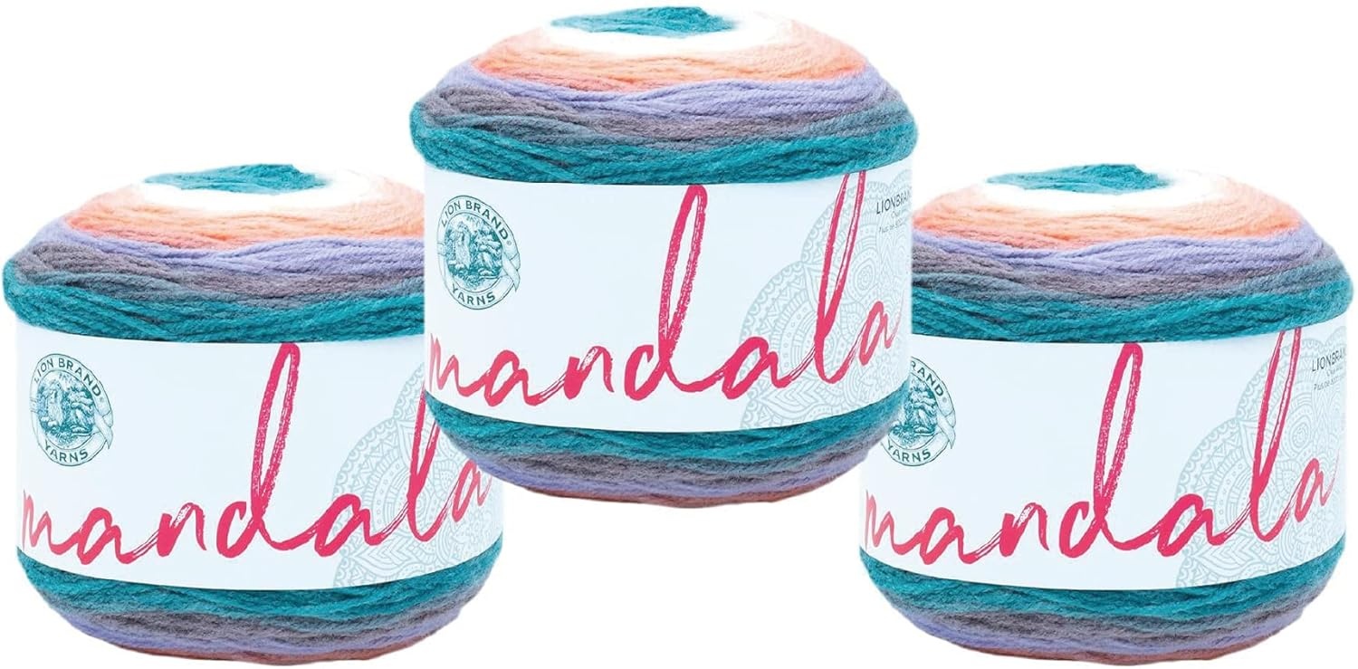 image:imageLion Brand Yarn Mandala DK Lightweight Yarn for Knitting Crochet and Crafts Cupid 3 Pack SelfStriping Acrylic Fiber for Baby Blankets Multicolor Shawls and Variegated CardigansPegasus