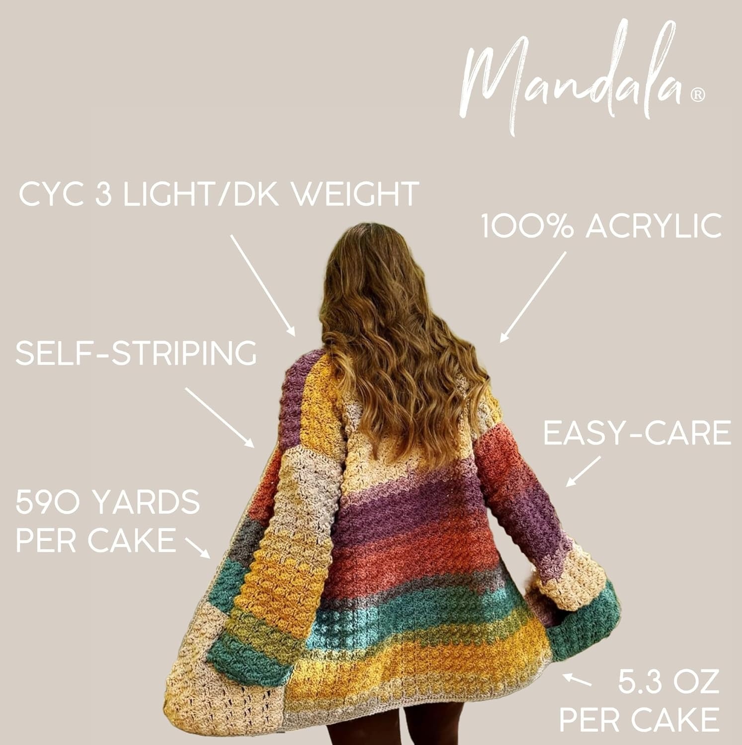 image:imageLion Brand Yarn Mandala DK Lightweight Yarn for Knitting Crochet and Crafts Cupid 3 Pack SelfStriping Acrylic Fiber for Baby Blankets Multicolor Shawls and Variegated CardigansSphinx