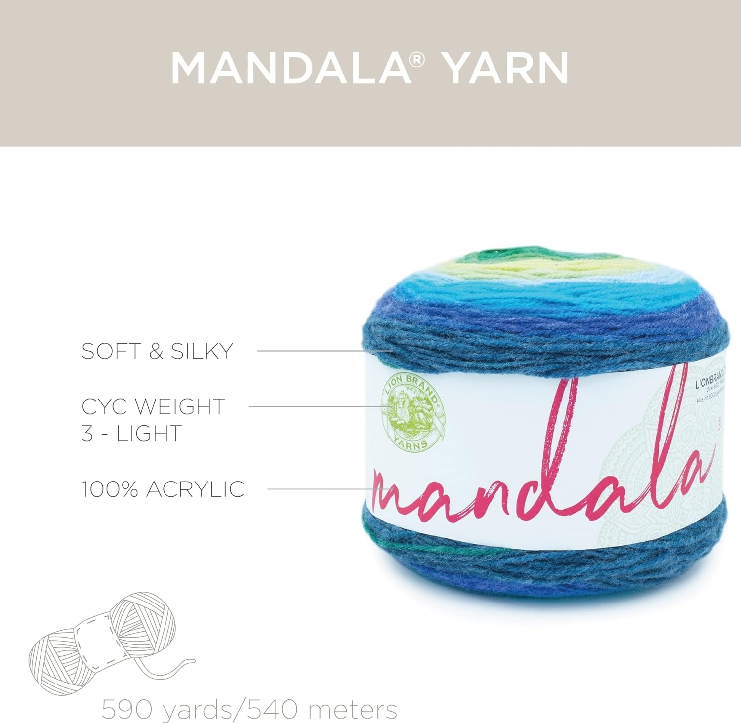 image:imageLion Brand Yarn Mandala DK Lightweight Yarn for Knitting Crochet and Crafts Cupid 3 Pack SelfStriping Acrylic Fiber for Baby Blankets Multicolor Shawls and Variegated CardigansKraken
