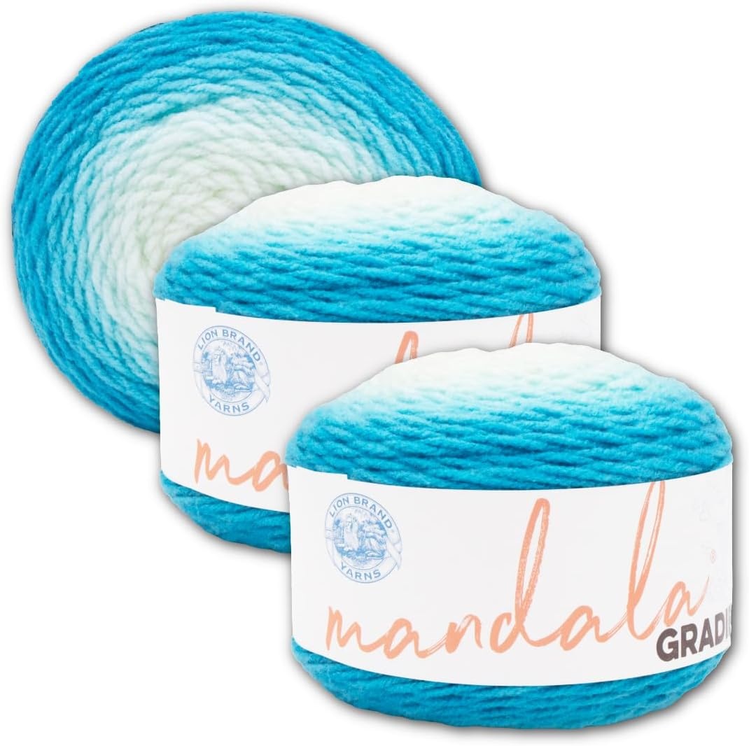 image:imageLion Brand Yarn Mandala Gradient Multicolor Yarn for Knitting Crochet and Crafting Red 1 Pack Self Striping Ombre Yarn for Worsted Weight Knit Blankets Soft Crochet Scarves Acrylic Sweaters Colorful CraftsAqua