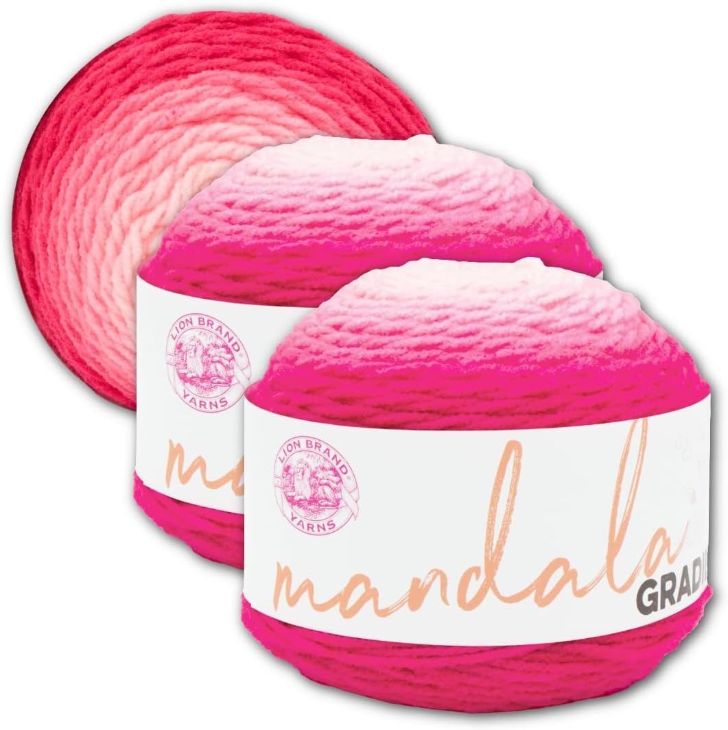 image:imageLion Brand Yarn Mandala Gradient Multicolor Yarn for Knitting Crochet and Crafting Red 1 Pack Self Striping Ombre Yarn for Worsted Weight Knit Blankets Soft Crochet Scarves Acrylic Sweaters Colorful CraftsHot Pink