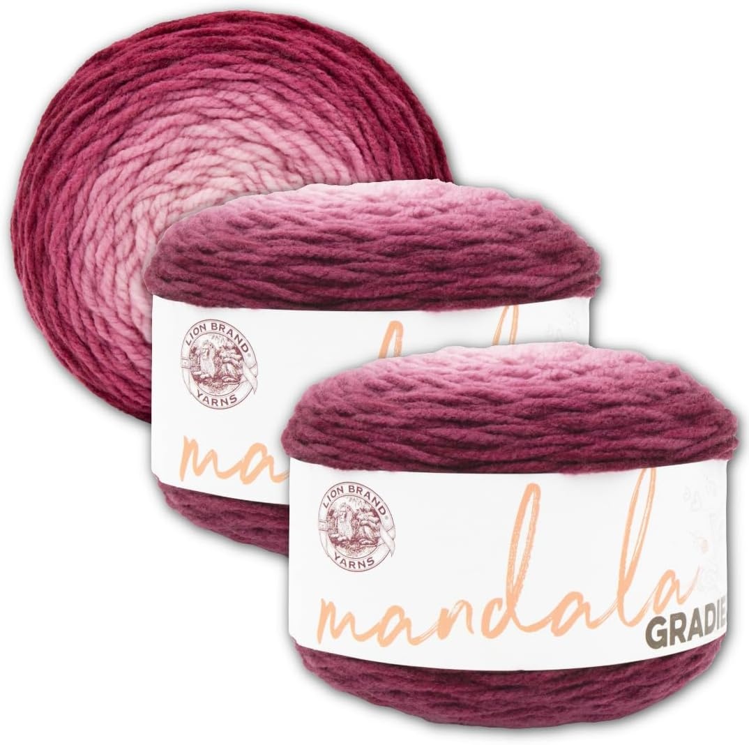 image:imageLion Brand Yarn Mandala Gradient Multicolor Yarn for Knitting Crochet and Crafting Red 1 Pack Self Striping Ombre Yarn for Worsted Weight Knit Blankets Soft Crochet Scarves Acrylic Sweaters Colorful CraftsBurgundy