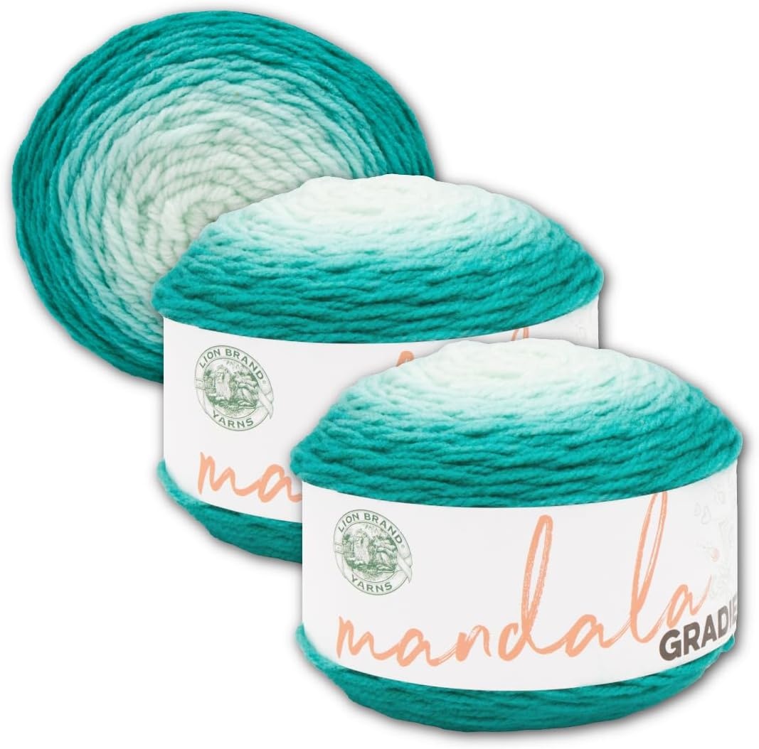 image:imageLion Brand Yarn Mandala Gradient Multicolor Yarn for Knitting Crochet and Crafting Red 1 Pack Self Striping Ombre Yarn for Worsted Weight Knit Blankets Soft Crochet Scarves Acrylic Sweaters Colorful CraftsSeagreen