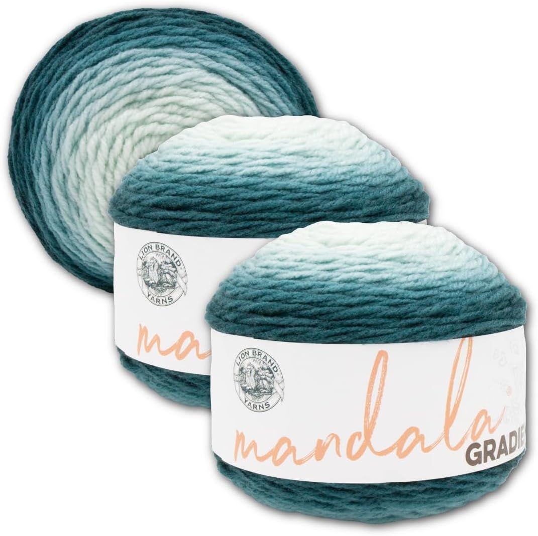 image:imageLion Brand Yarn Mandala Gradient Multicolor Yarn for Knitting Crochet and Crafting Red 1 Pack Self Striping Ombre Yarn for Worsted Weight Knit Blankets Soft Crochet Scarves Acrylic Sweaters Colorful CraftsDark Teal