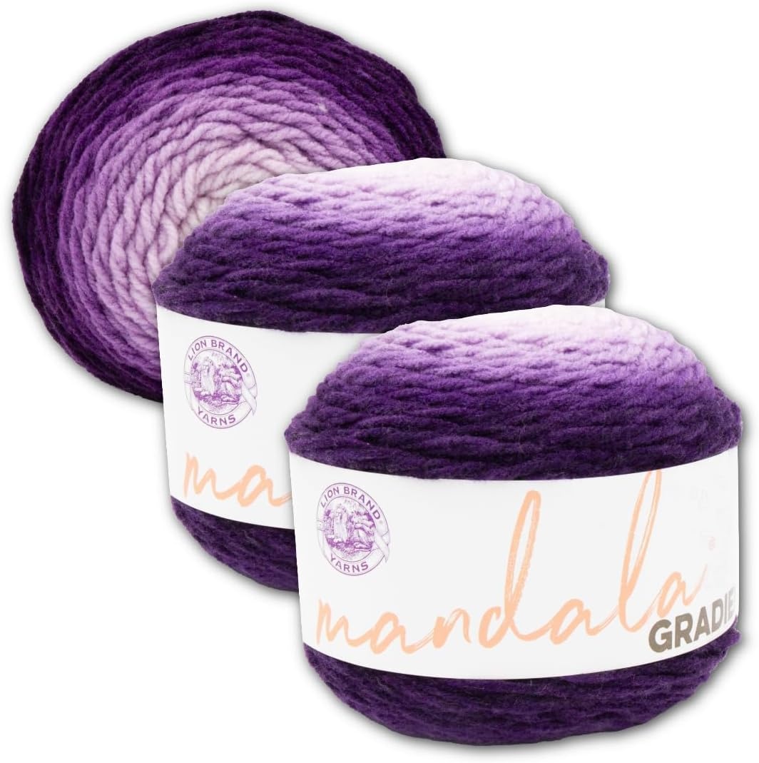 image:imageLion Brand Yarn Mandala Gradient Multicolor Yarn for Knitting Crochet and Crafting Red 1 Pack Self Striping Ombre Yarn for Worsted Weight Knit Blankets Soft Crochet Scarves Acrylic Sweaters Colorful CraftsPurple