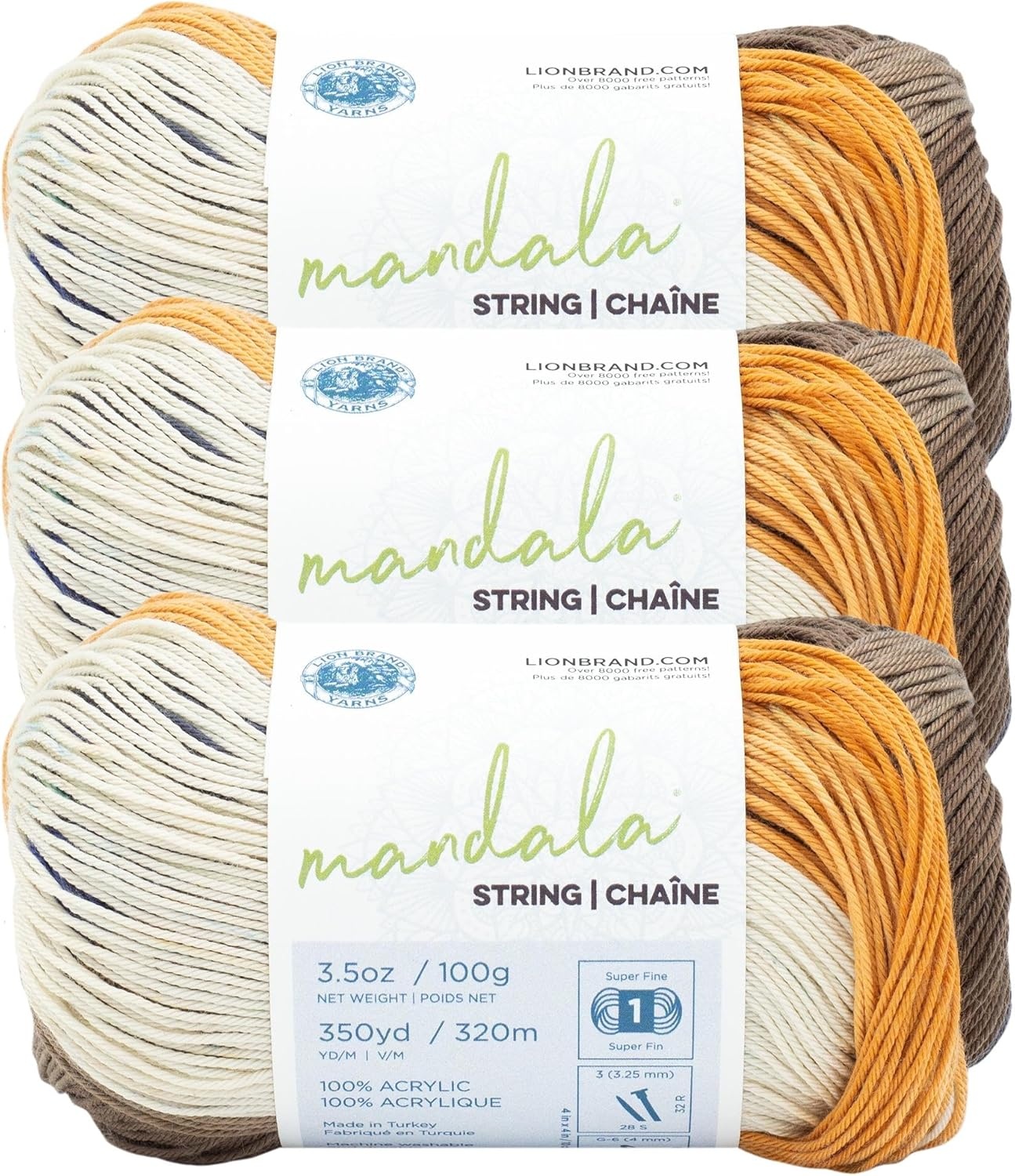 image:imageLion Brand Yarn Mandala String Fingering Yarn for Knitting and Crochet Acoustic 3 PackCountry