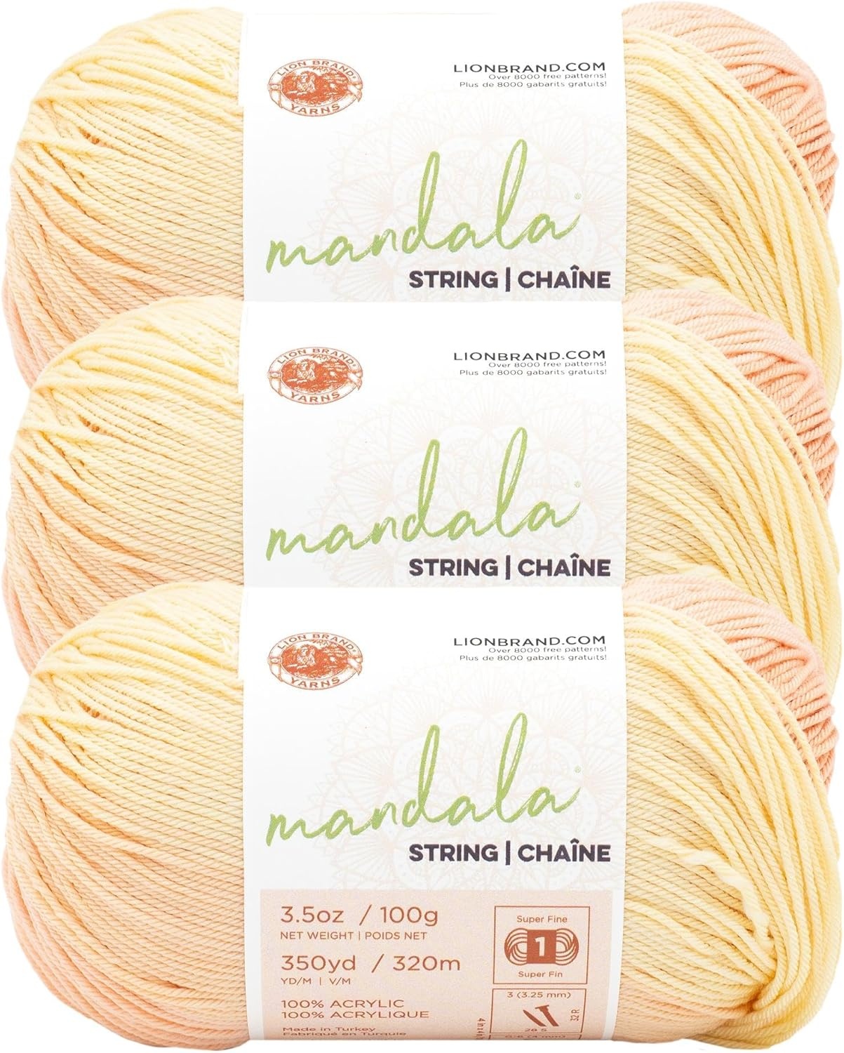 image:imageLion Brand Yarn Mandala String Fingering Yarn for Knitting and Crochet Acoustic 3 PackJazz