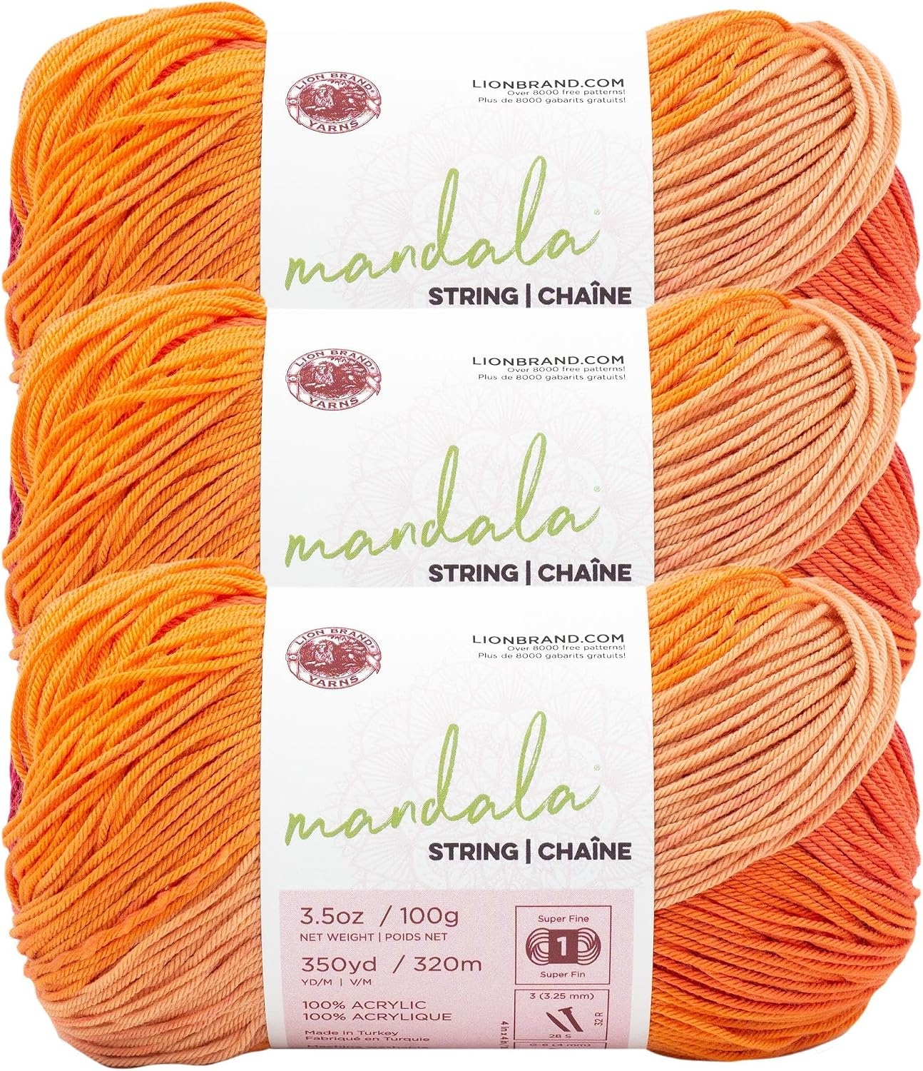 image:imageLion Brand Yarn Mandala String Fingering Yarn for Knitting and Crochet Acoustic 3 PackJingle
