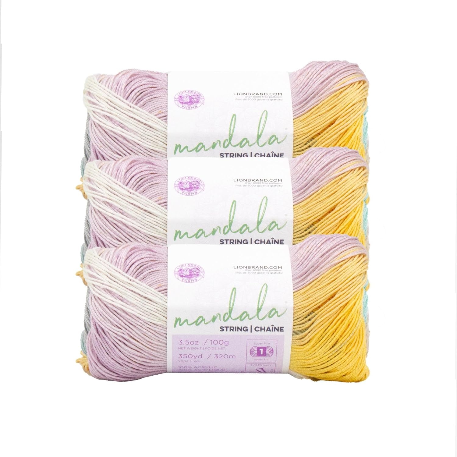image:imageLion Brand Yarn Mandala String Fingering Yarn for Knitting and Crochet Acoustic 3 PackRock
