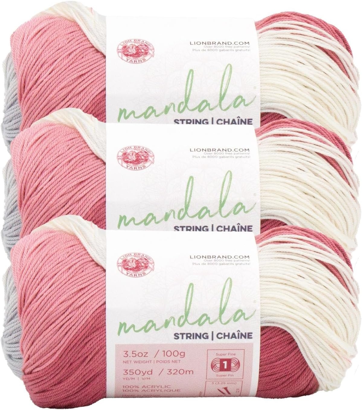 image:imageLion Brand Yarn Mandala String Fingering Yarn for Knitting and Crochet Acoustic 3 PackSoul