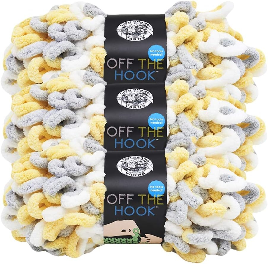 image:imageLion Brand Yarn Off The Hook Yarn Bulky NoNeedle Craft Yarn for Crocheting HandKnitting 1Pack Flower PowerLemon Drop