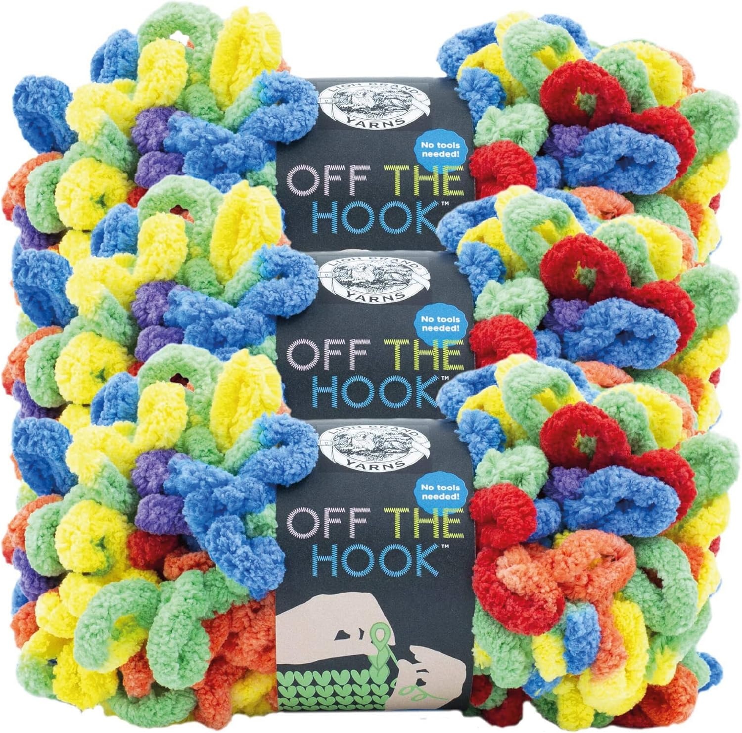 image:imageLion Brand Yarn Off the Hook Yarn Bulky NoNeedle Craft Yarn for Crocheting HandKnitting 3Pack Lemon DropCosmic Dust