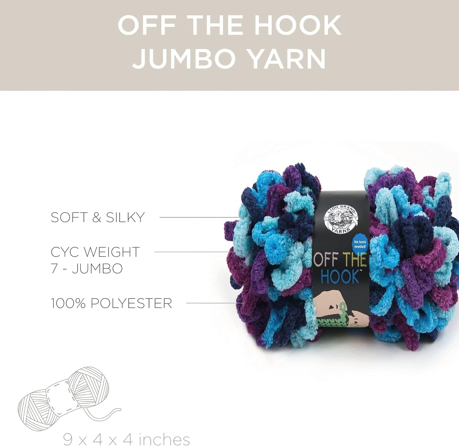 image:imageLion Brand Yarn Off the Hook Yarn Bulky NoNeedle Craft Yarn for Crocheting HandKnitting 3Pack Lemon DropHypnotic