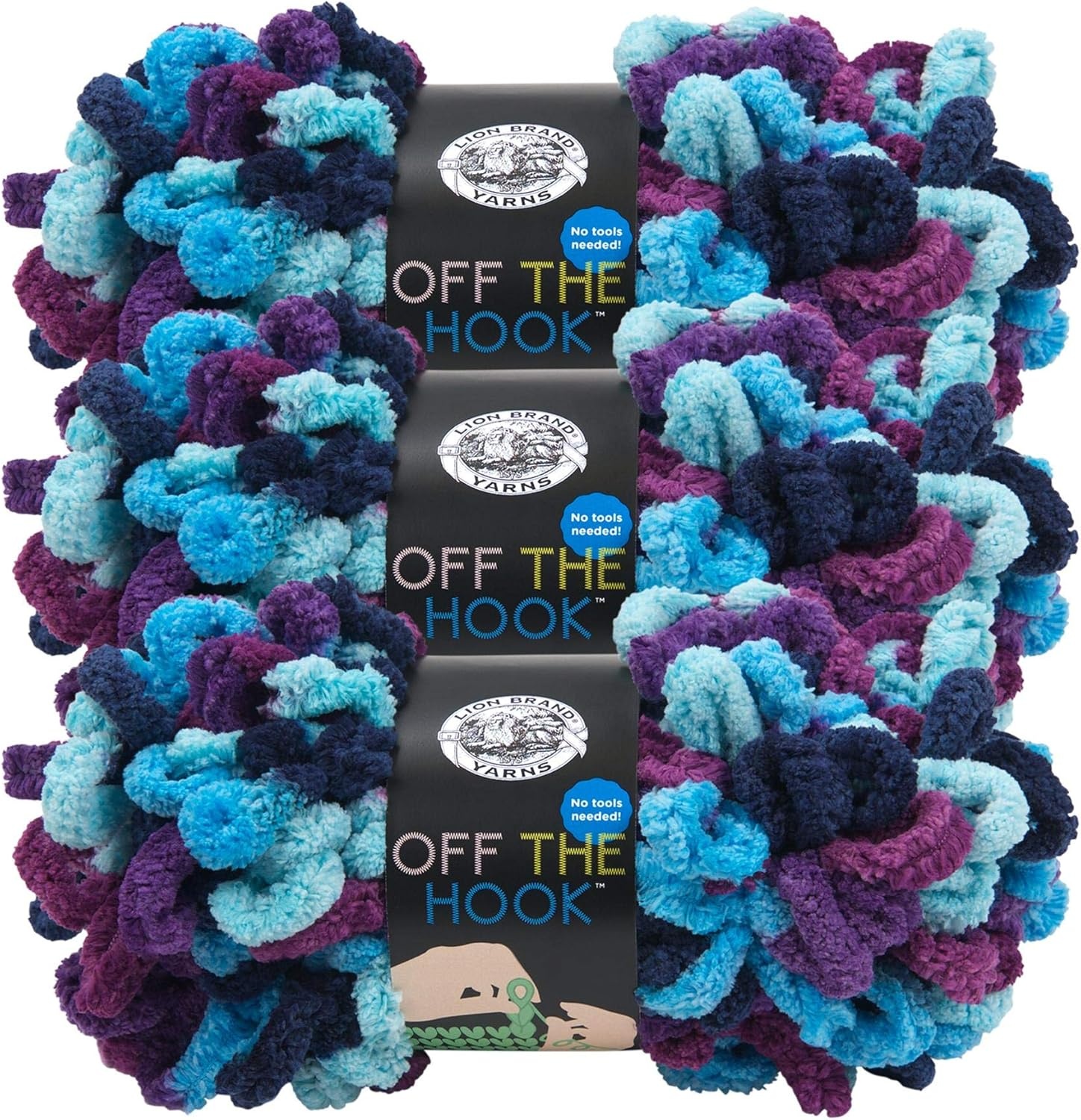 image:imageLion Brand Yarn Off the Hook Yarn Bulky NoNeedle Craft Yarn for Crocheting HandKnitting 3Pack Lemon DropHypnotic