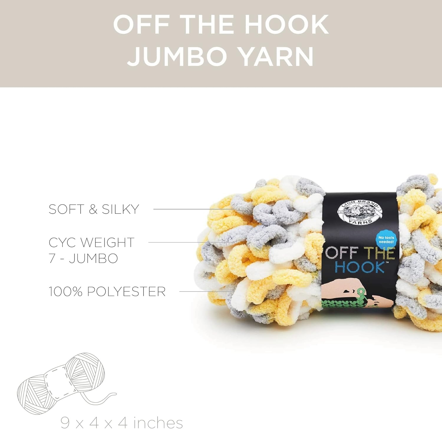 image:imageLion Brand Yarn Off the Hook Yarn Bulky NoNeedle Craft Yarn for Crocheting HandKnitting 3Pack Lemon DropLemon Drop